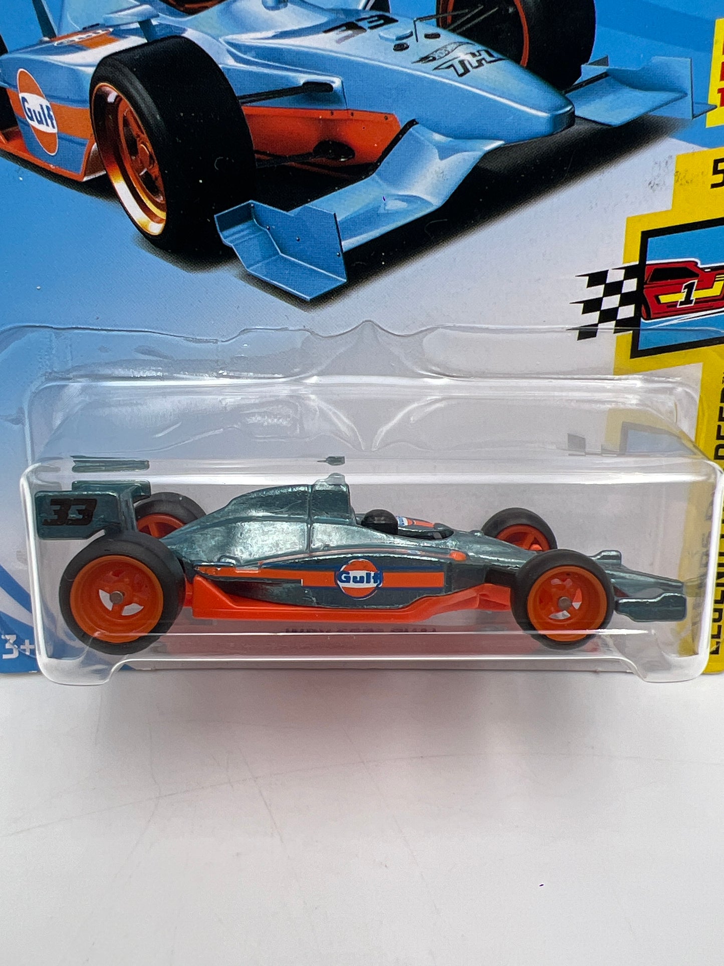 2018 Hot Wheels Super Treasure Hunt Indy 500 Oval Gulf Blue W/Protector