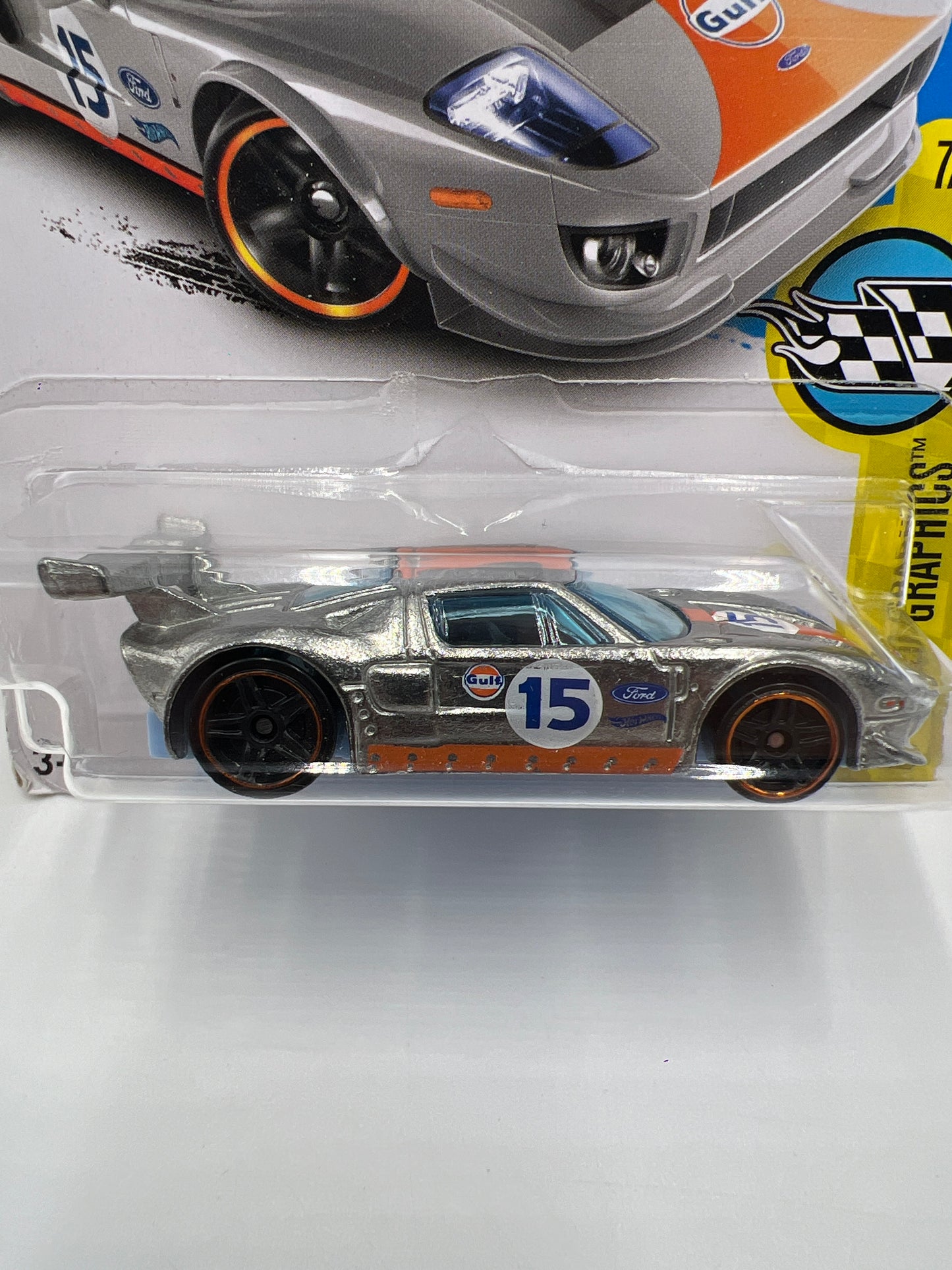 2016 Hot Wheels Walmart Exclusive Zamac #182 Ford GT Gulf Bad Card 145C