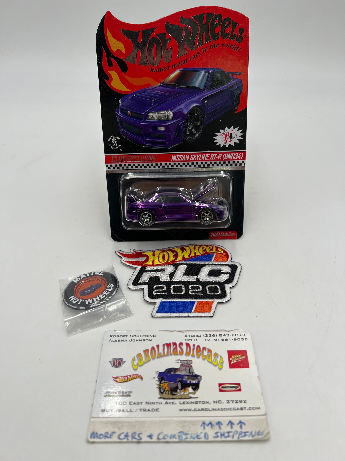 2020 Hot Wheels RLC Club Car Nissan Skyline GT-R BNR34 Purple + Patch & Pin W/Protector