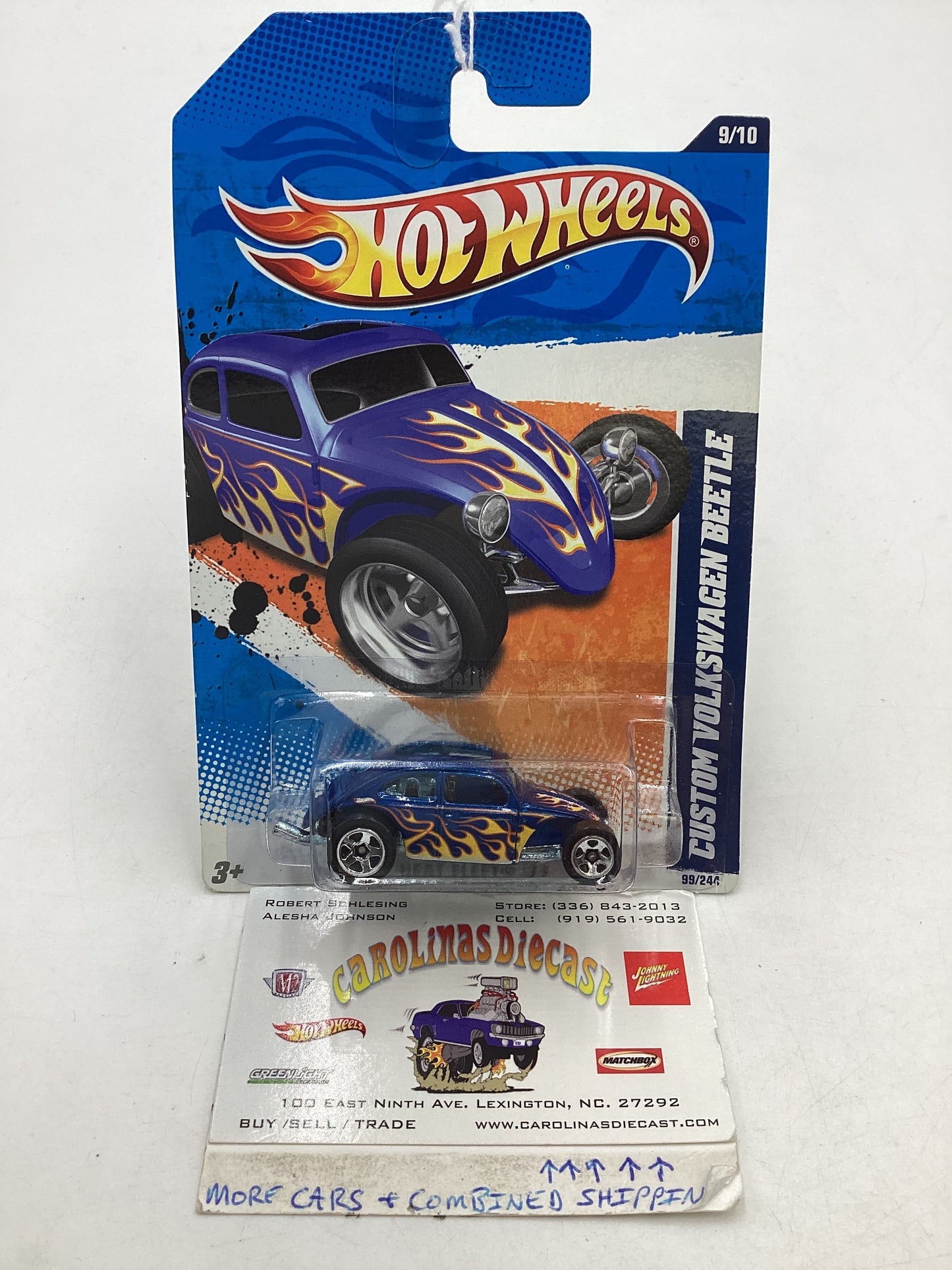 2011 Hot Wheels #99 Custom Volkswagen Beetle Blue 95F