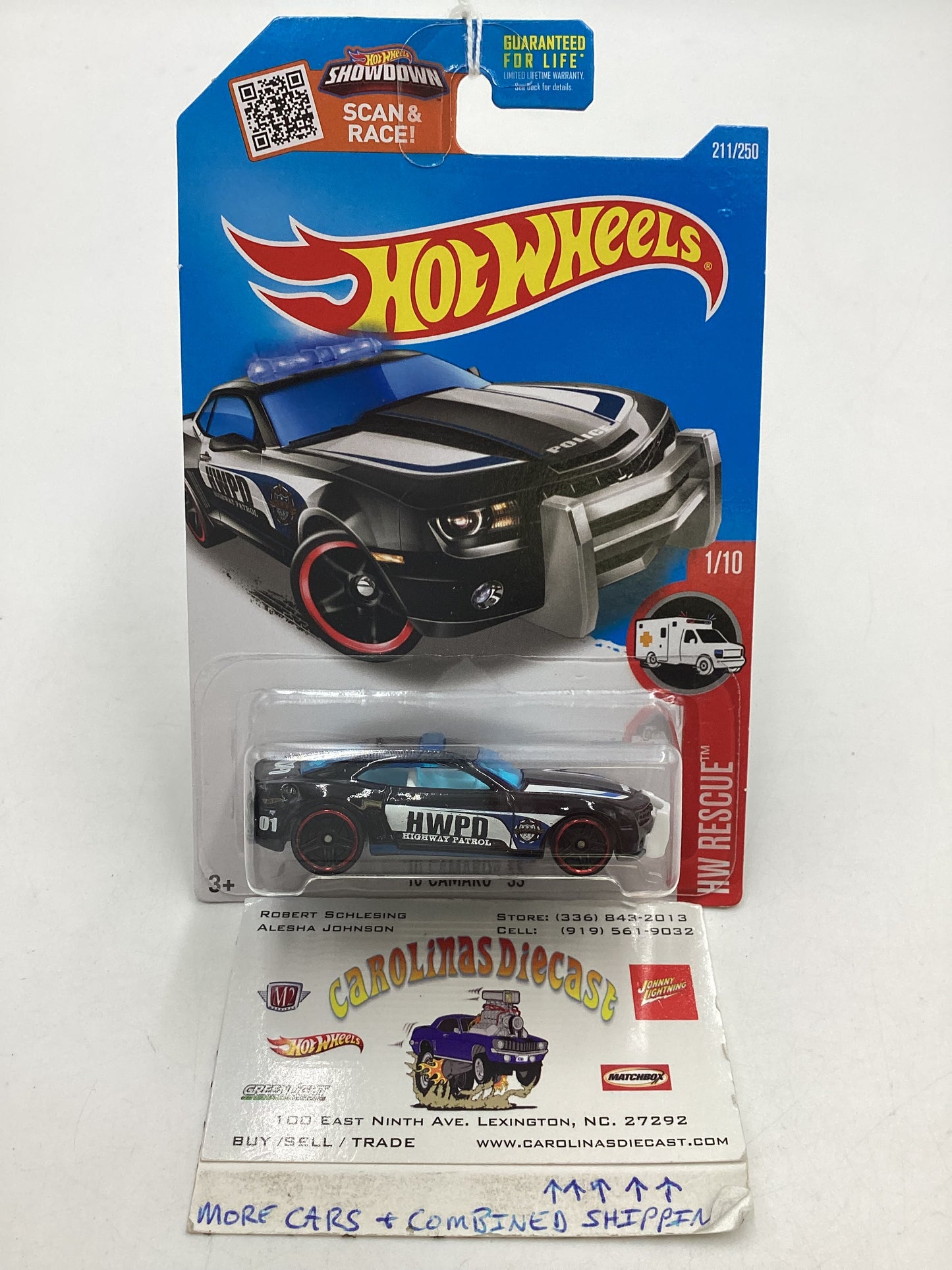 2016 Hot wheels #211 Black 10 Camaro SS 9F