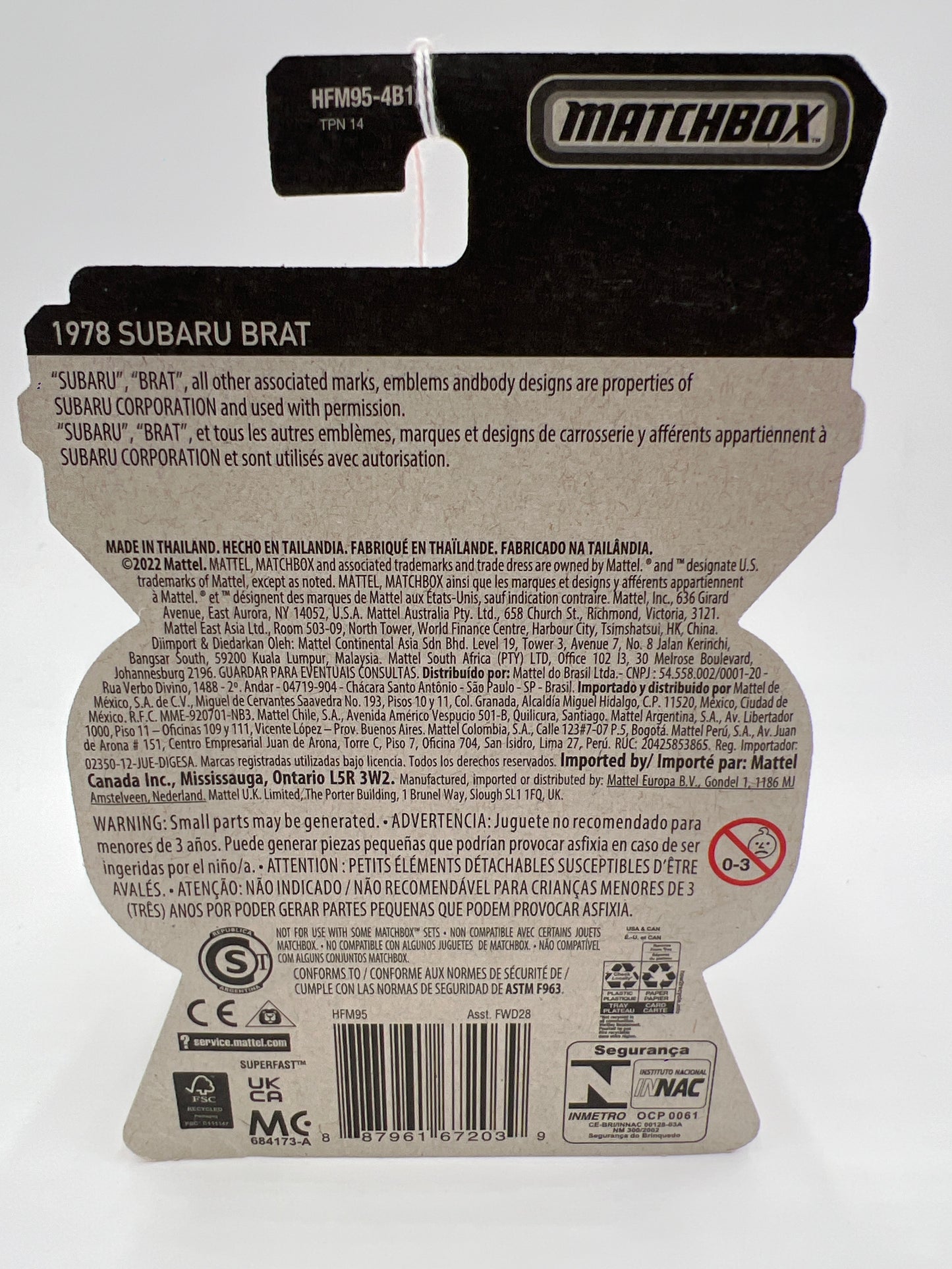 Matchbox Moving Parts #45 1978 Subaru Brat Black 167Q