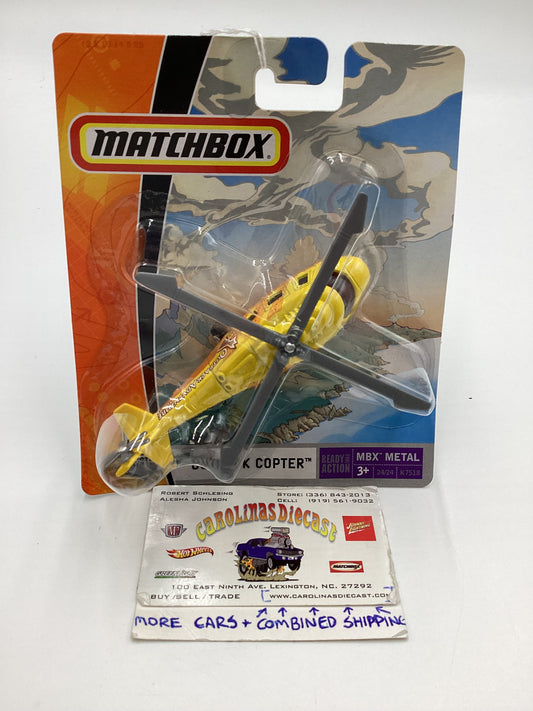 2007 Matchbox Skybusters  K7518 Outback Copter Yellow HTF 113D