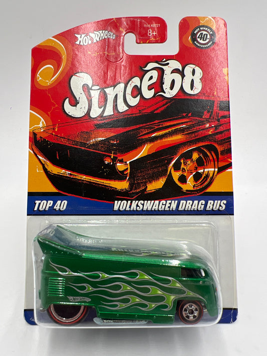 Hot Wheels Since 68 Top 40 #1 Volkswagen Drag Bus Green W/Protector