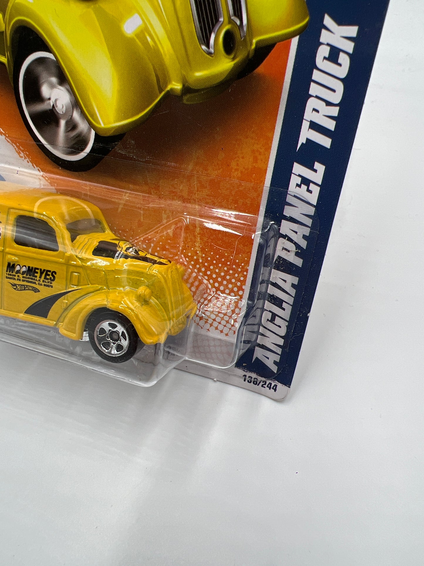 2011 Hot Wheels Performance #138 Anglia Panel Truck Yellow Mooneyes Green Lantern Card 53D