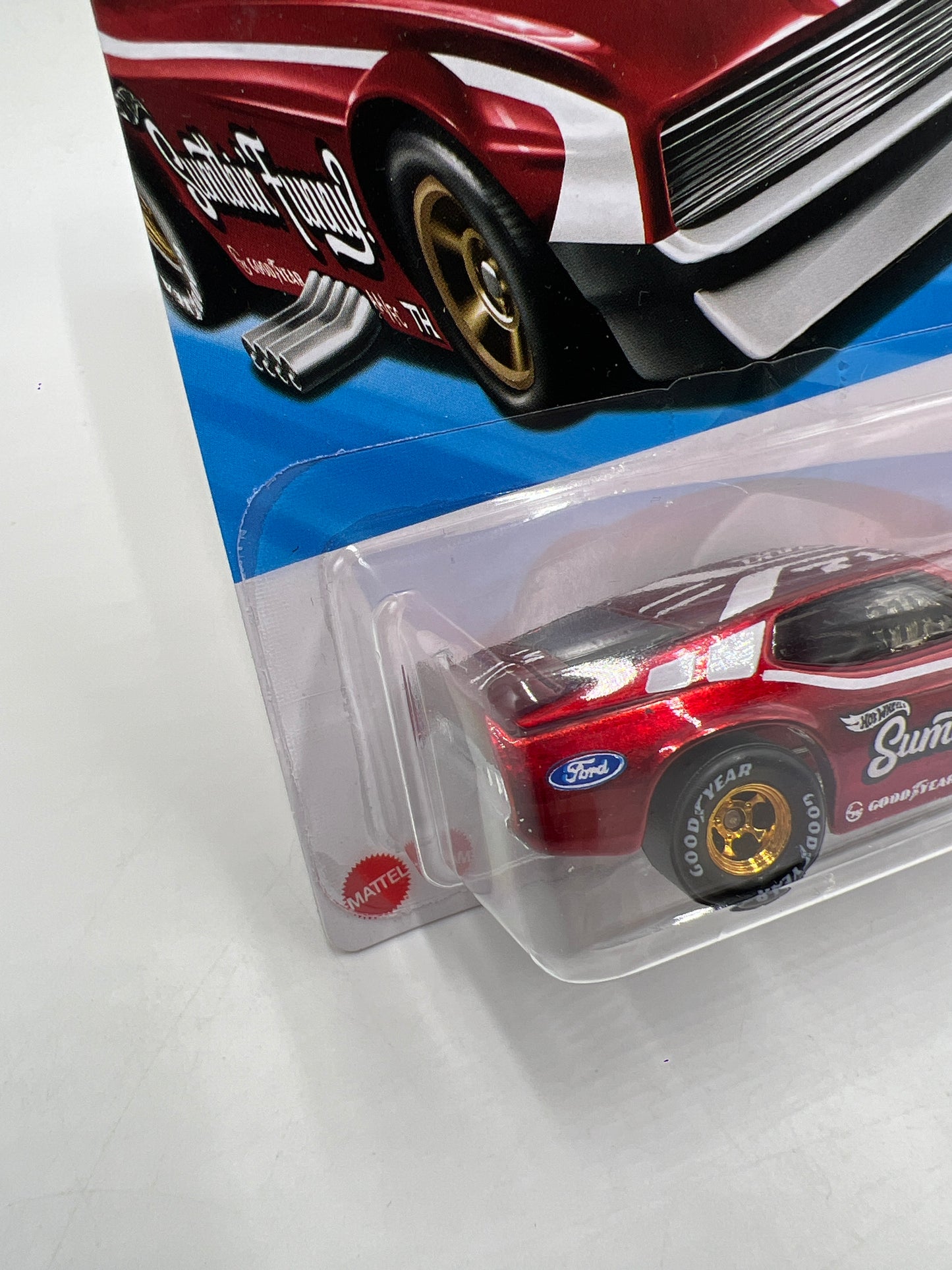 2025 Hot Wheels Super Treasure Hunt #175 71 Mustang Funny Car Red W/Protector Intl Card See Desc
