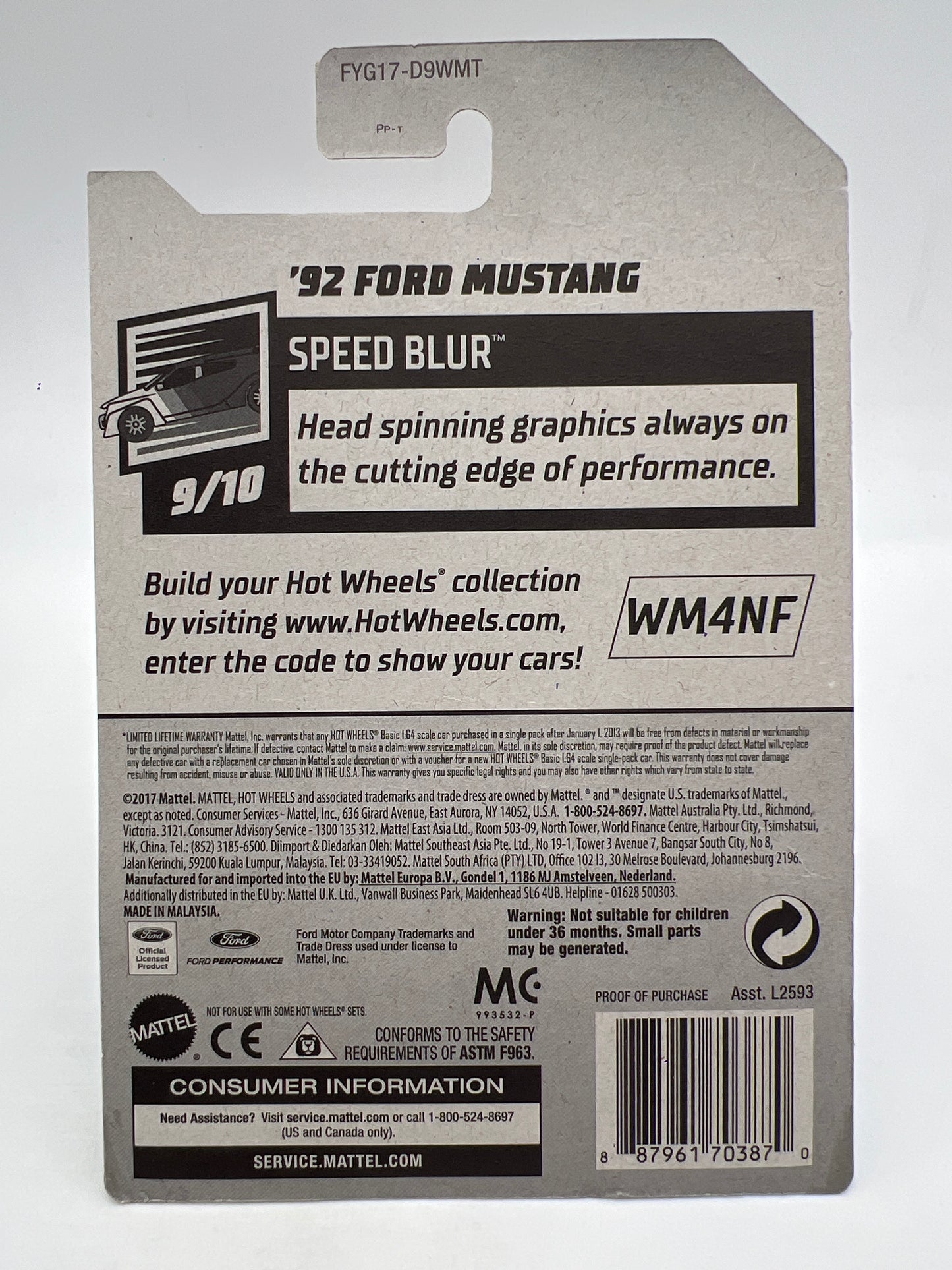 2019 Hot Wheels Super Treasure Hunt #152 Month Card 92 Ford Mustang Foxbody Blue W/Protector