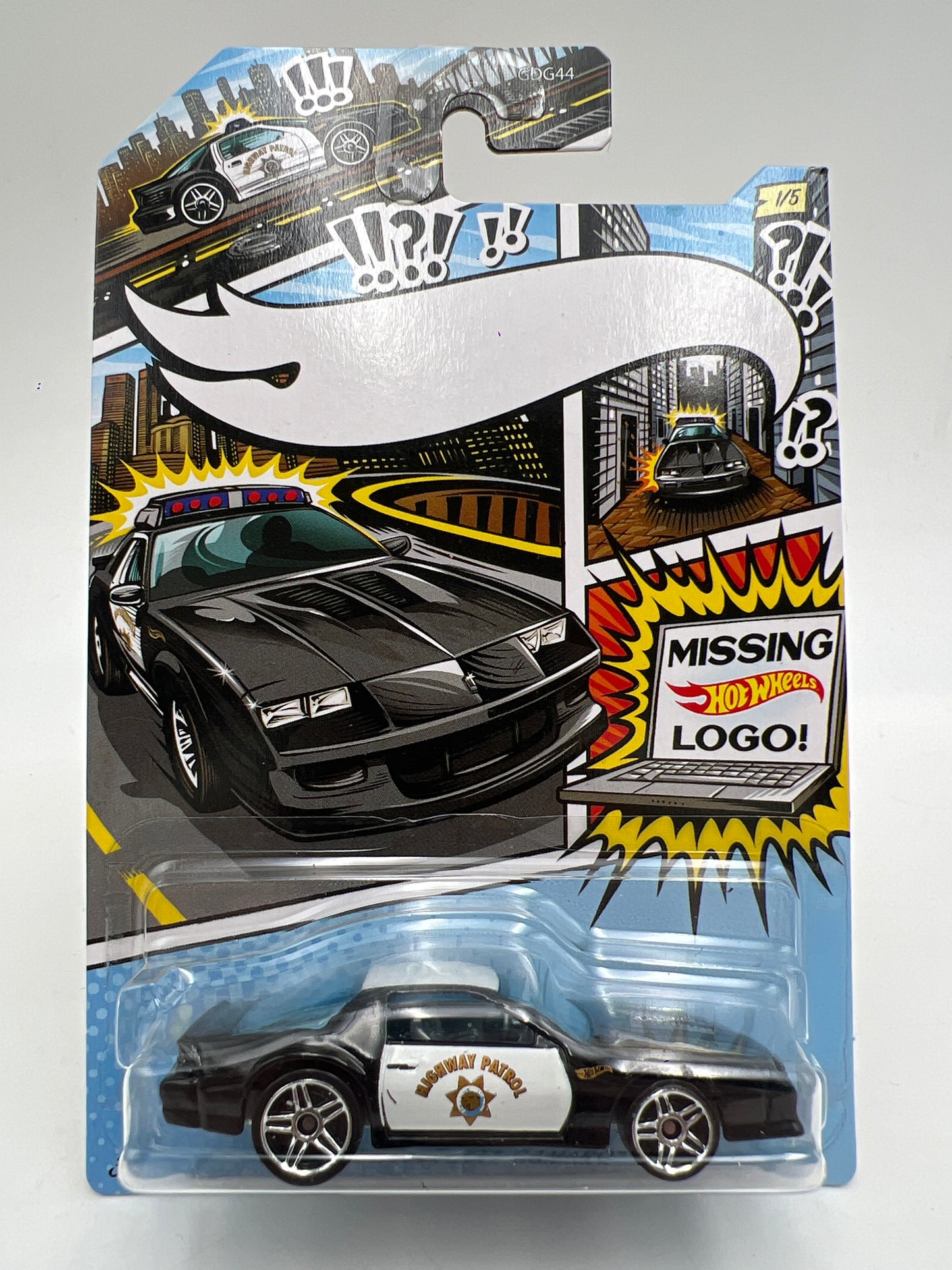 Hot Wheels Police Art Series #1 Missing Logo Variation 85 Chevrolet Camaro IROC Black/White