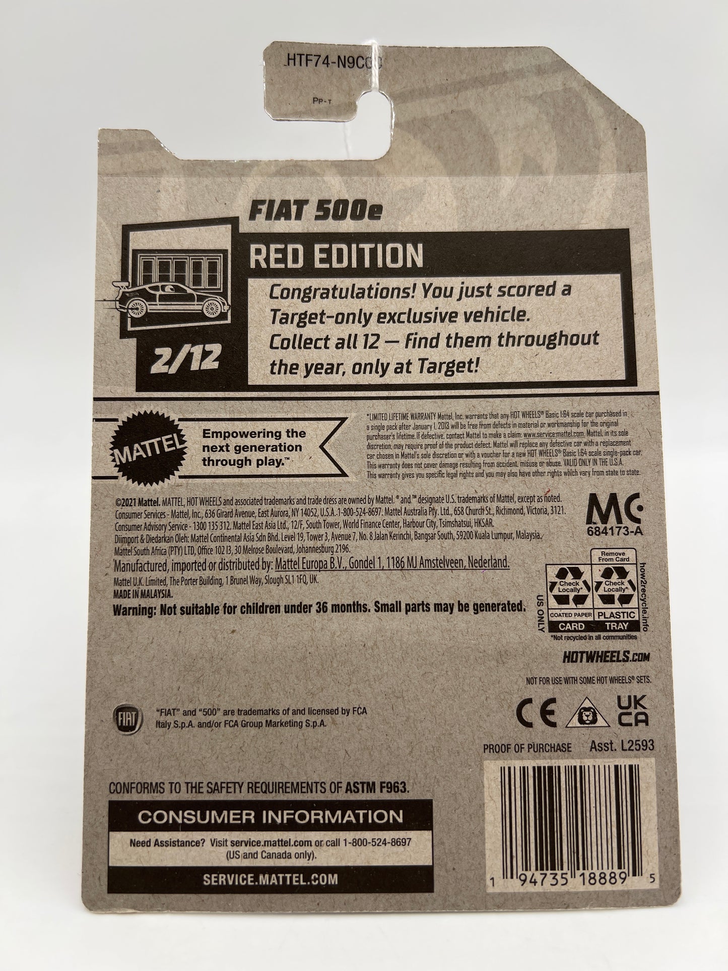 2024 Hot Wheels Target Exclusive Red Edition #22 Fiat 500e Red