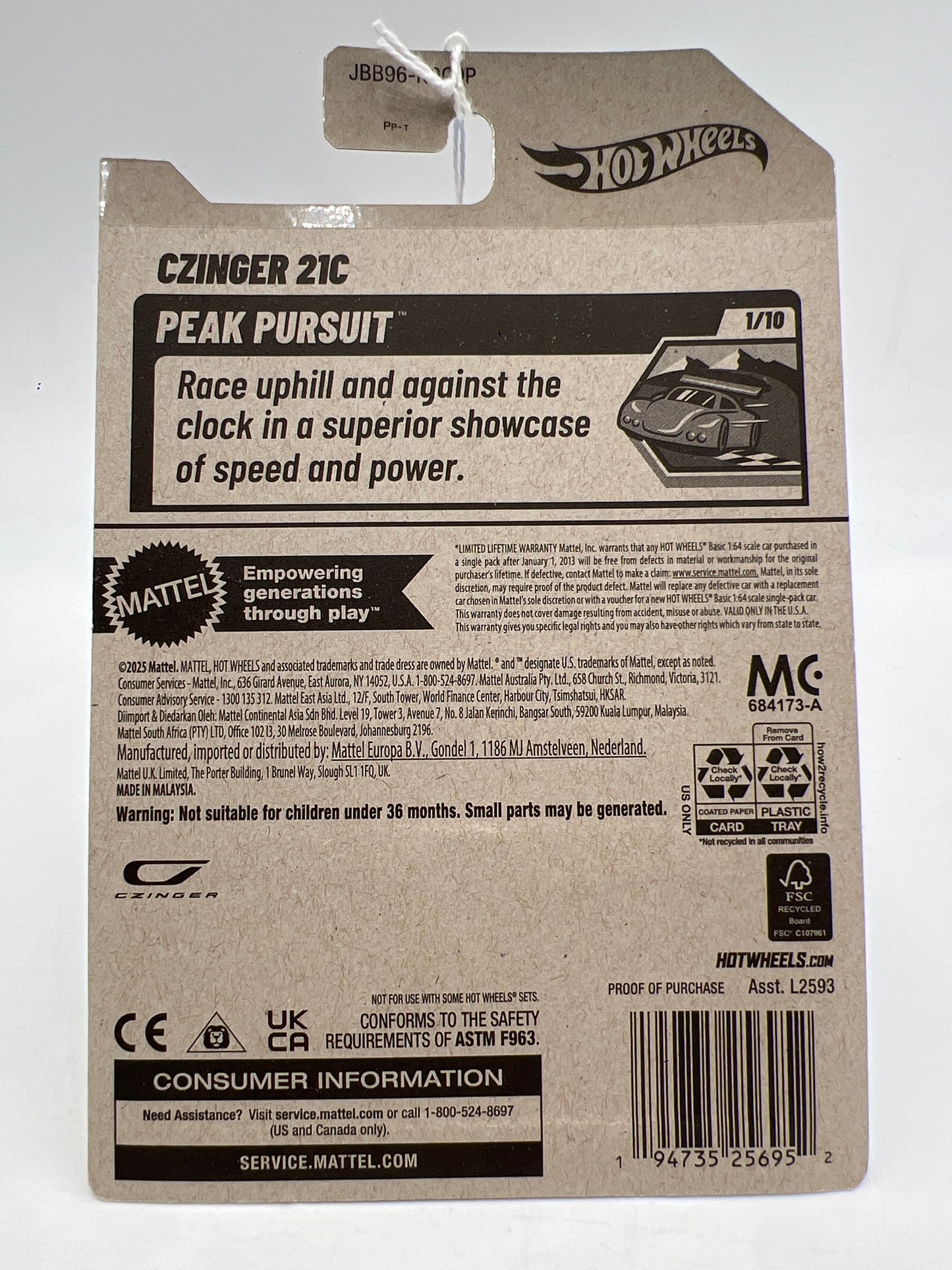 2025 Hot Wheels Peak Pursuit #192 Czinger 21C White