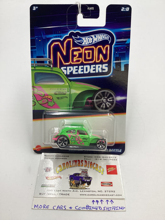 2025 Hot Wheels Neon Speeders #2 Custom Volkswagen Beetle Green 161J