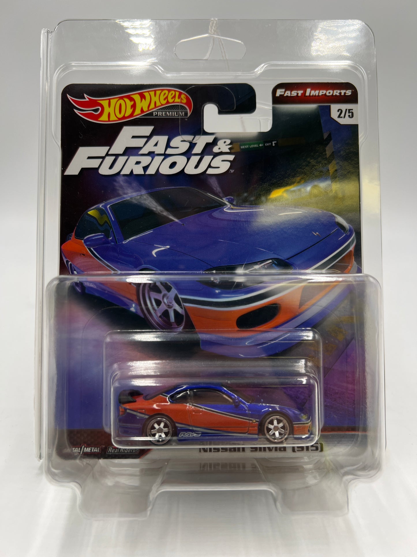 Hot Wheels Fast & Furious Fast Imports #2 Nissan Silvia S15 Blue W/Protector