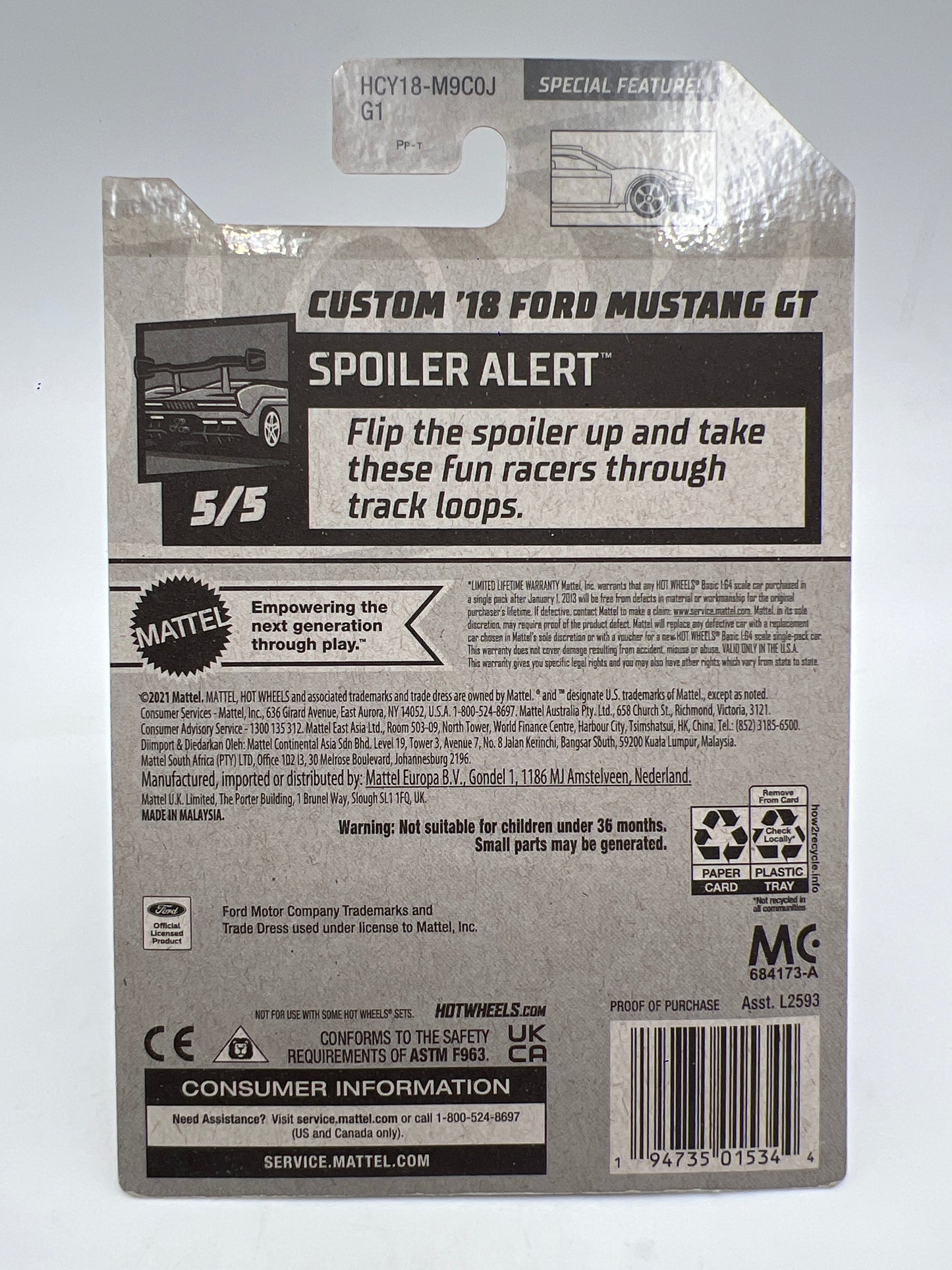 2022 Hot Wheels Factory Sealed Super Treasure Hunt #175 Custom 18 Ford Mustang GT W/Protector