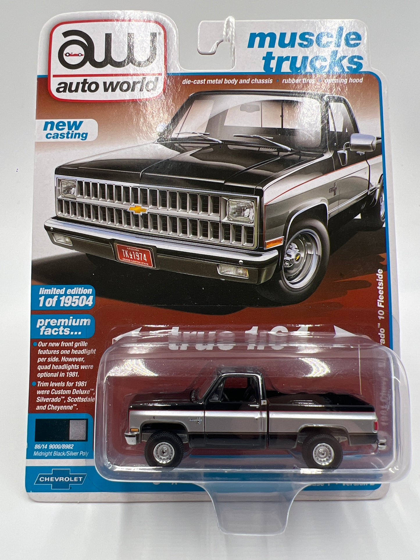 Auto World Muscle Trucks Release 1 Version B 1981 Chevy Silverado 10 Fleetside Black/Silver