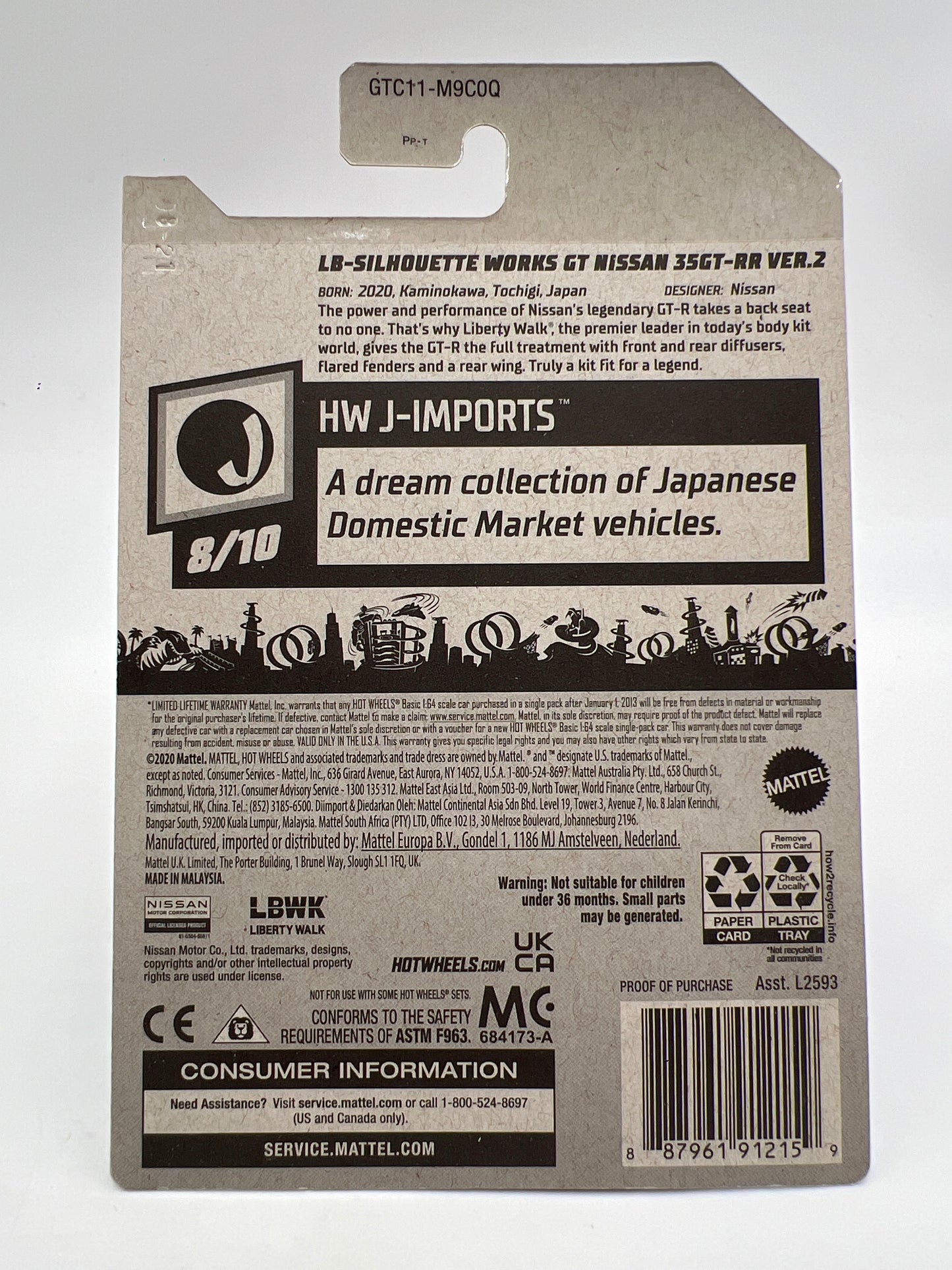 Hot Wheels LB-Silhouette Works GT Nissan 35GT-RR Ver.2 Red Wheel Swap Custom On Card W/Protector SR