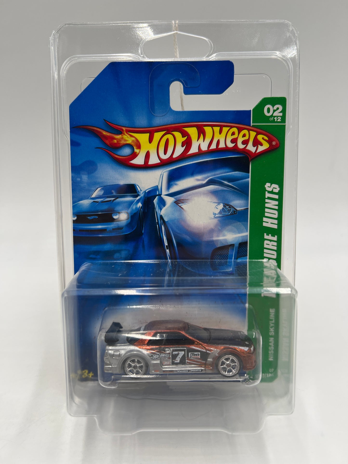 2007 Hot Wheels Super Treasure Hunt #122 Nissan Skyline Orange/Silver W/Protector Paint Flaking