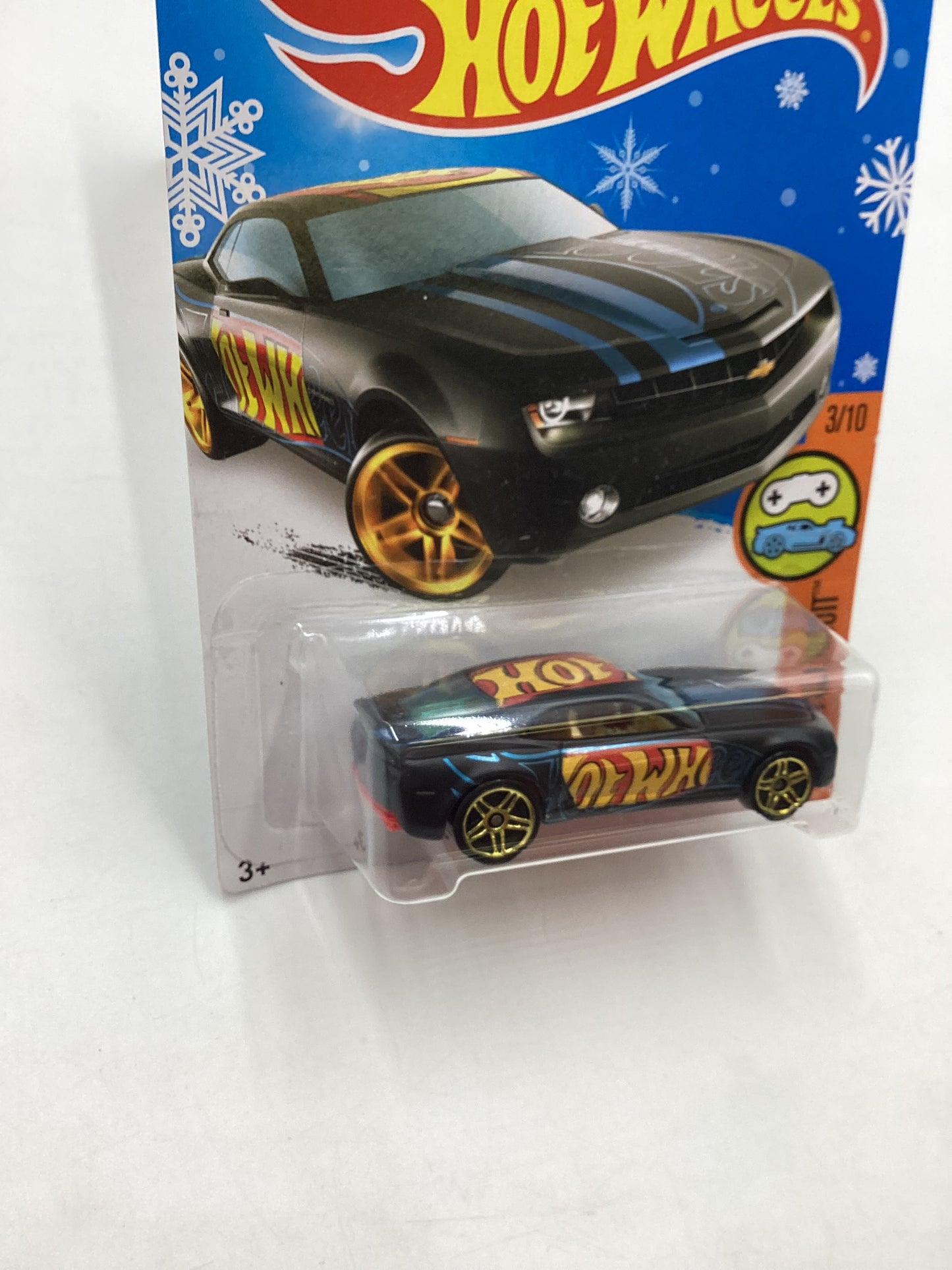 2016 Hot wheels Target Exclusive #23 Chevy Camaro Concept Black Snowflake Card 234A