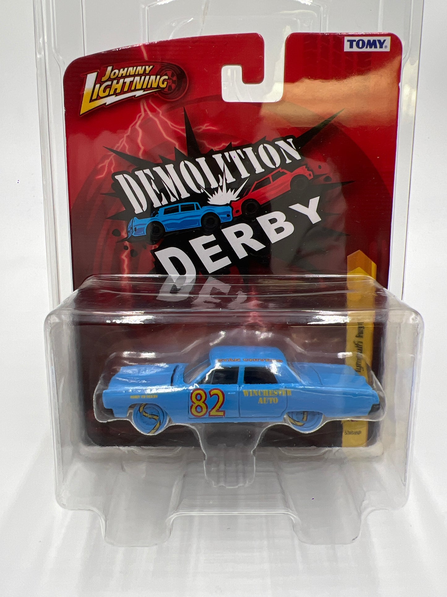 Johnny Lightning Demolition Derby JL25 1967 Plymouth Fury II Light Blue White Lightning Chase W/Protector VHTF