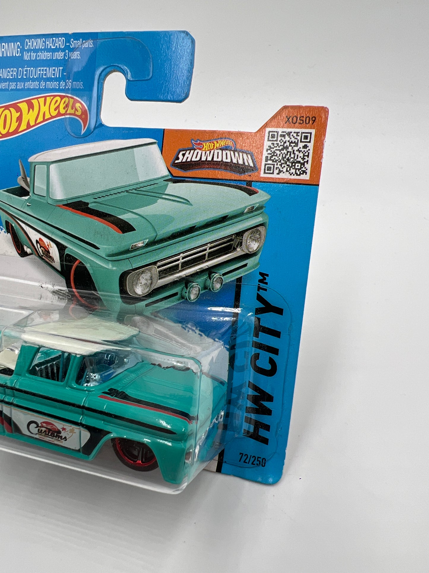 2015 Hot Wheels Short Card HW City #72 Custom 62 Chevy Turquoise Blue W/Protector