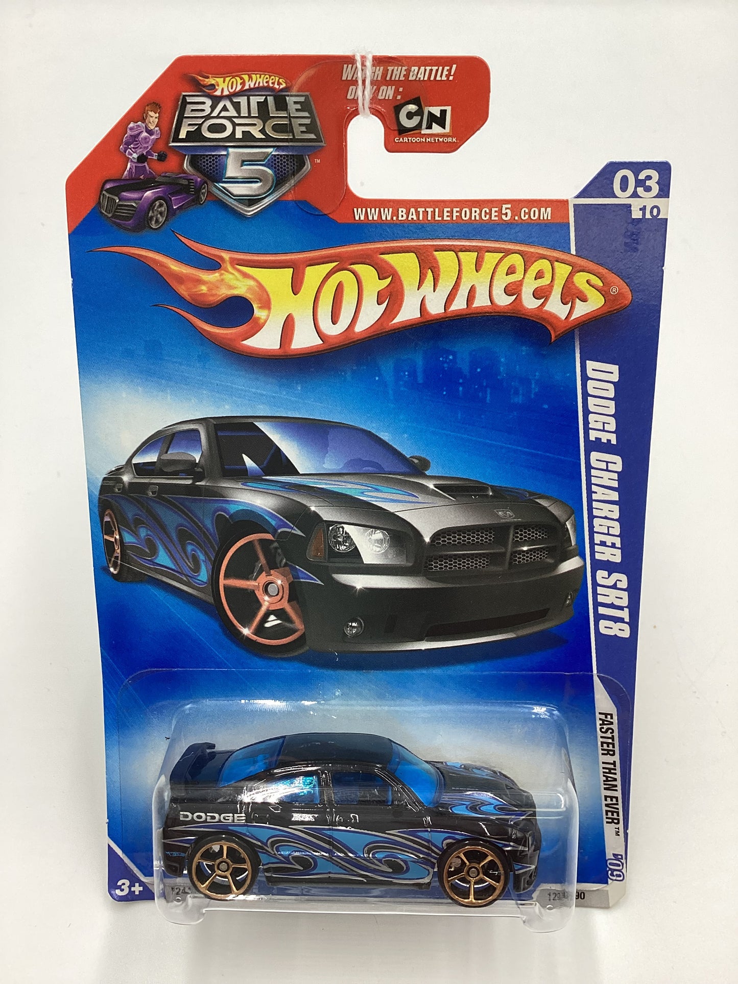 2009 Hot Wheels #129 Dodge Charger SRT8 Black Battle Force 5 Card 38C