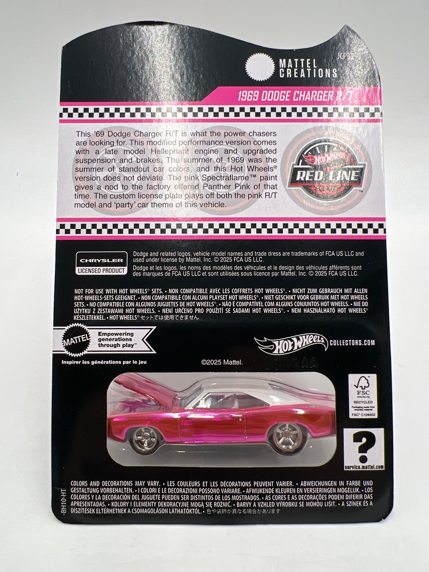 2025 Hot Wheels RLC Club Exclusive 1969 Dodge Charger R/T Pink W/Protector