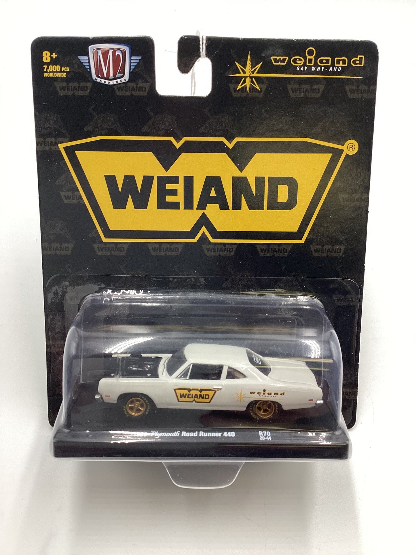 M2 Machines Auto driver Weiland 1969 Plymouth Road Runner 440 White R70 188P