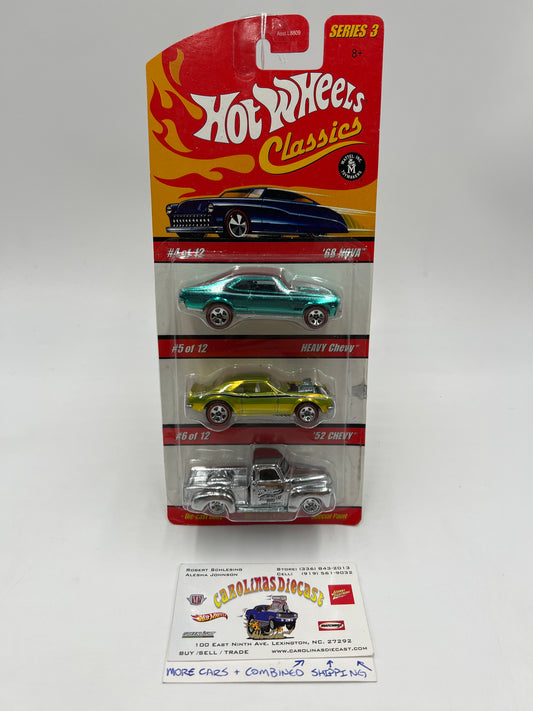 Hot Wheels Classics Series 3 Walgreens Exclusive #4-6 68 Nova/Heavy Chevy/52 Chevy Reglued Blister