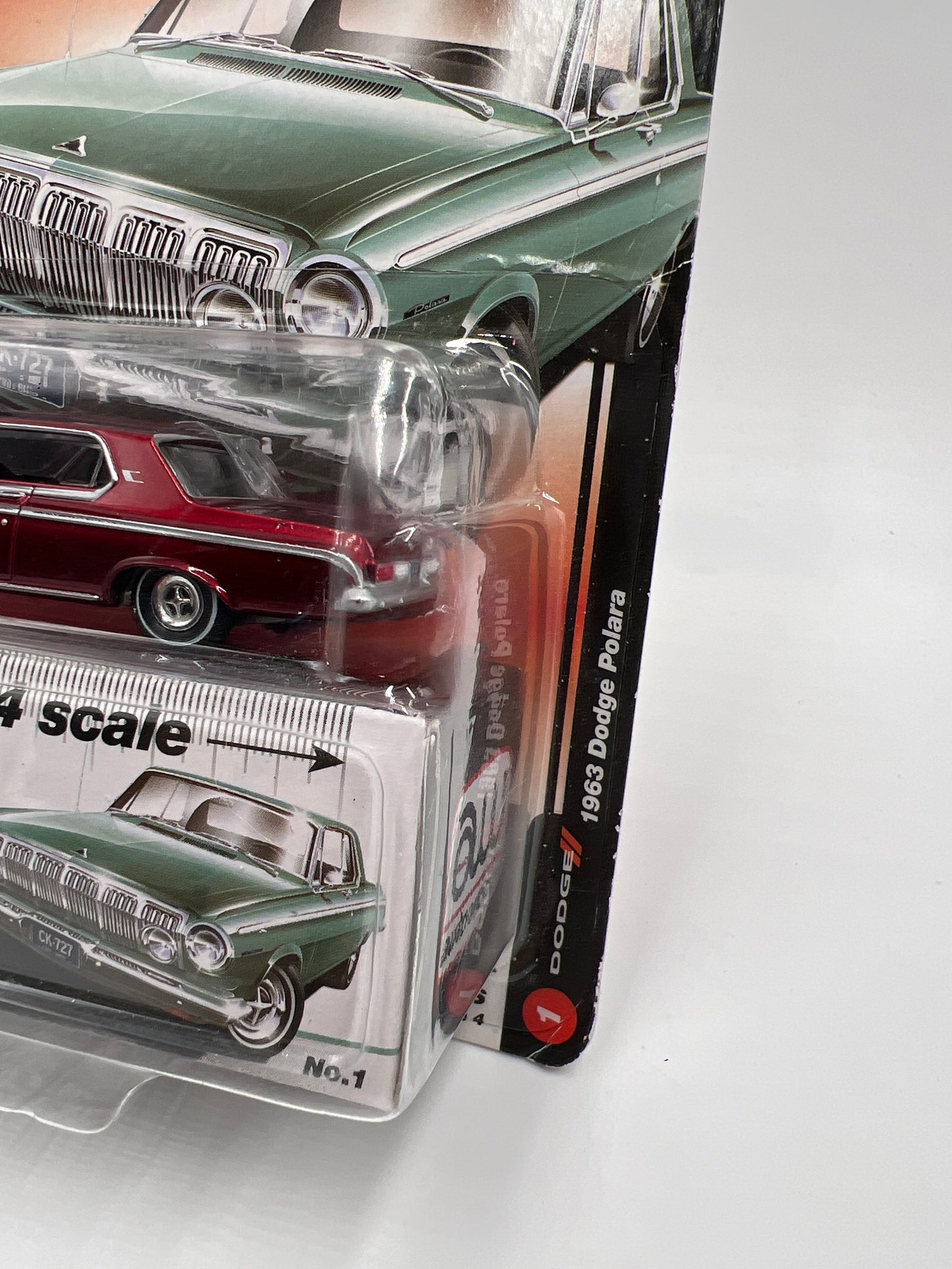 Auto World Ultra Red Chase Vintage Muscle Release 4 #1 1963 Dodge Polara Red Bad Card