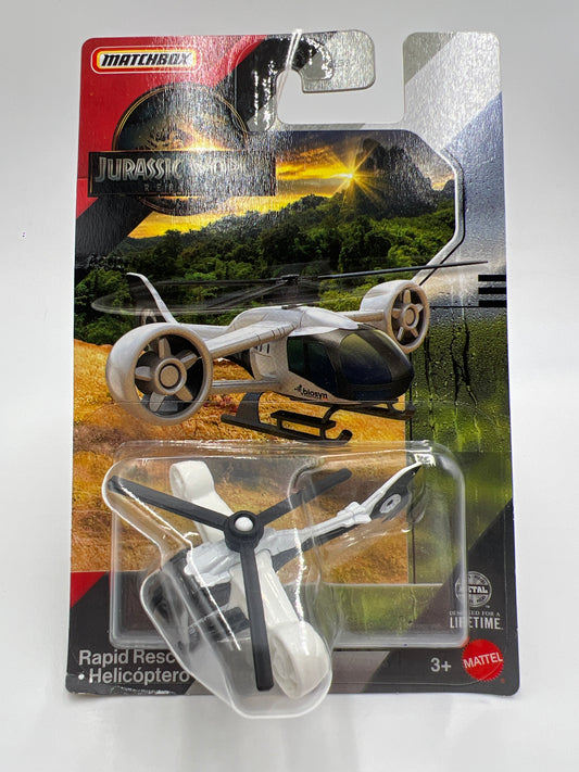2025 Matchbox Jurassic World Rebirth Rapid Rescue Copter White 160i