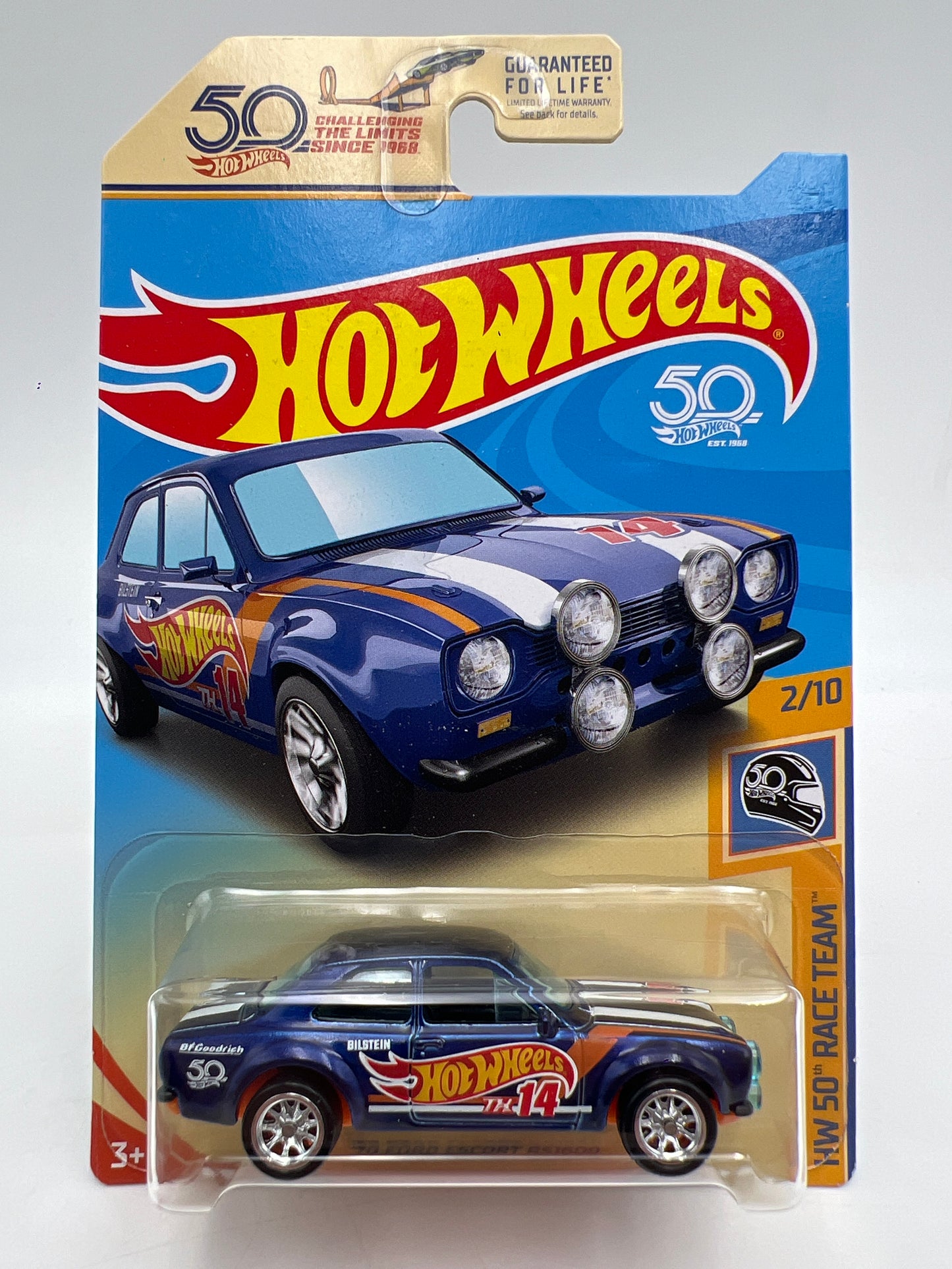2018 Hot Wheels Super Treasure Hunt 70 Ford Escort RS1600 Blue W/Protector