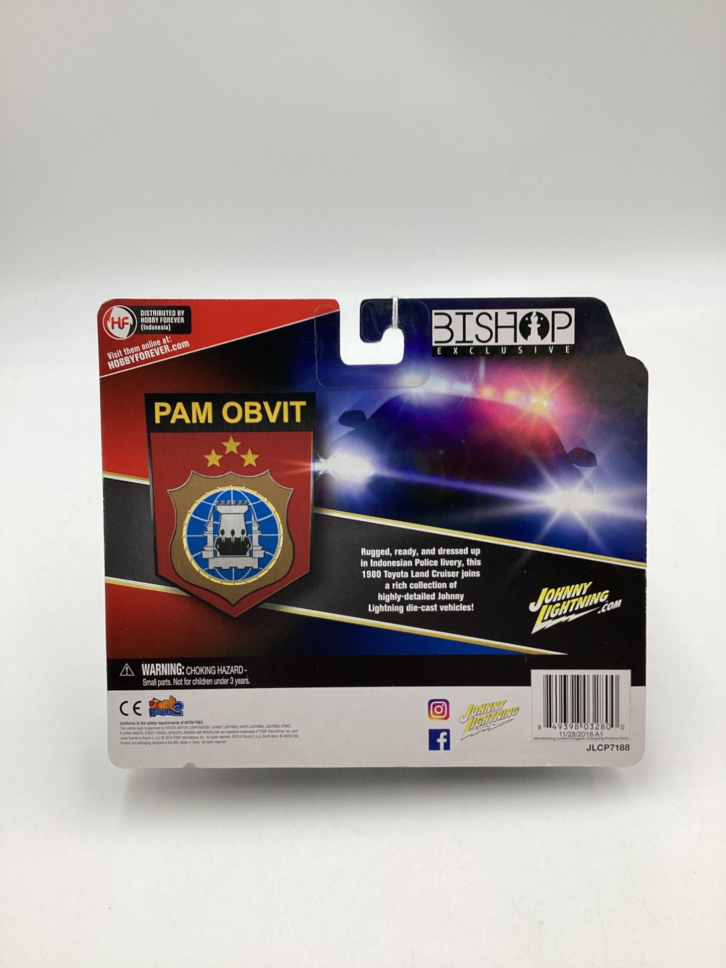 Johnny Lightning Bishop Exclusive Pam Obvit 1980 Toyota Land Cruiser w/ Boat & Trailer