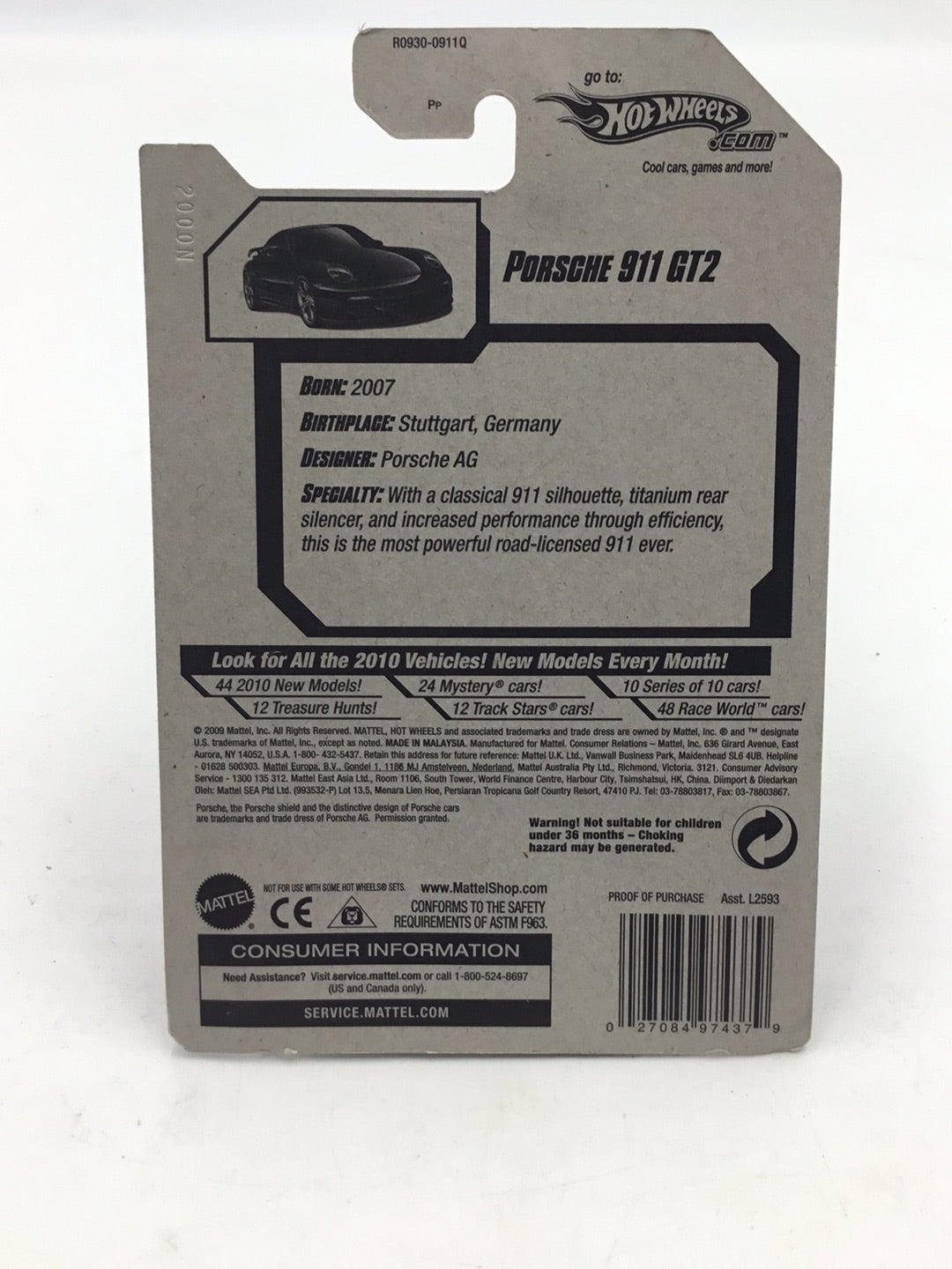 2010 Hot Wheels #14 Porsche 911 GT2 LL1