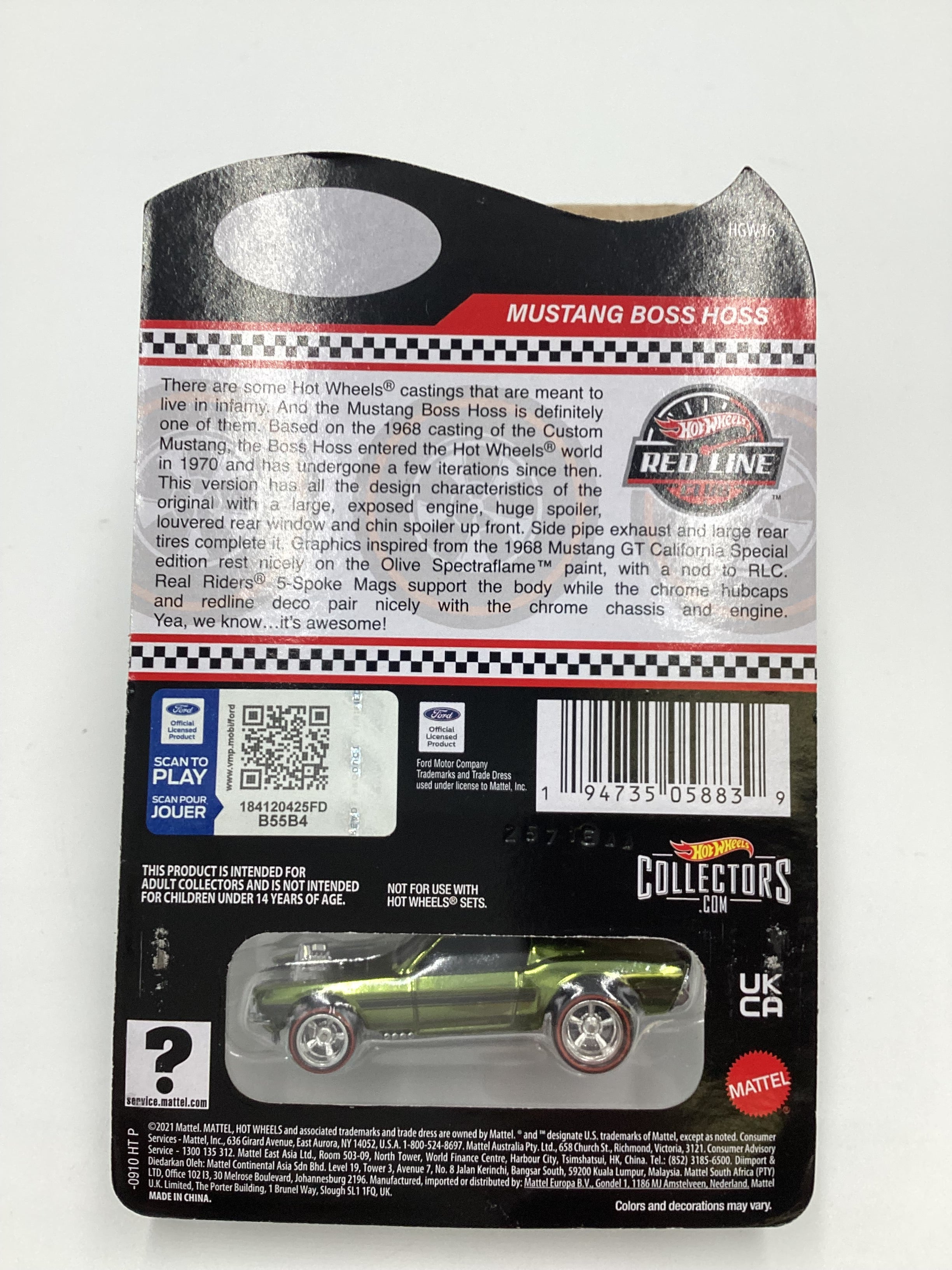 2022 Hot wheels RLC Mustang Boss Hoss Olive Green 01088/30000 with
