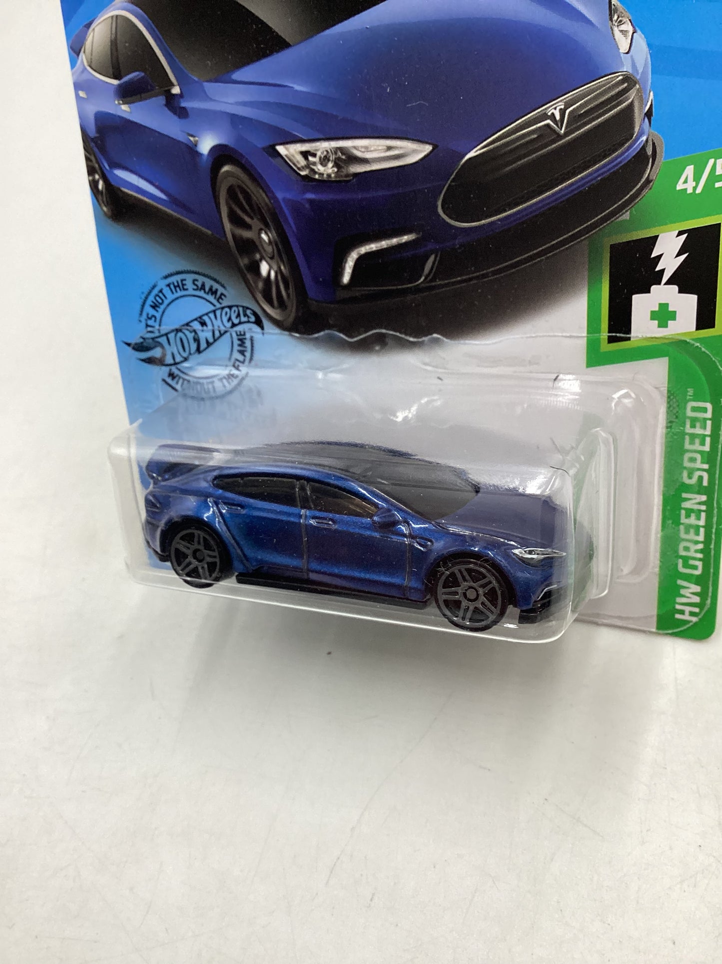 2019 Hot Wheels #226 Blue Tesla Model S 102C