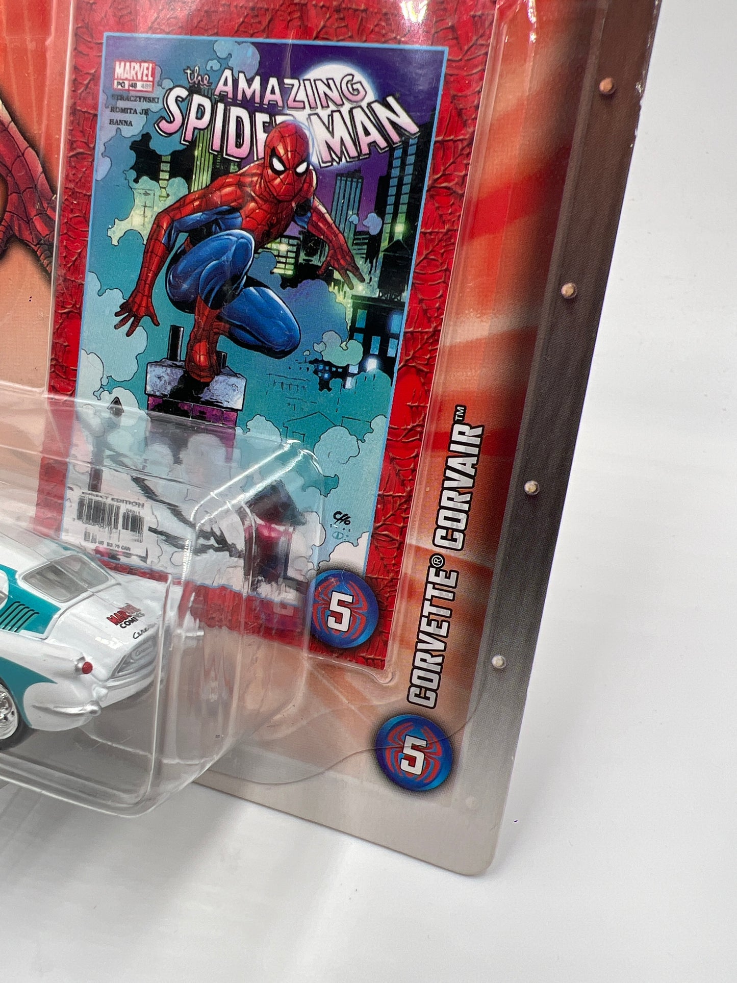 Johnny Lightning White Lightning Chase Marvel Spider-Man #5 Corvette Corvair White/Blue