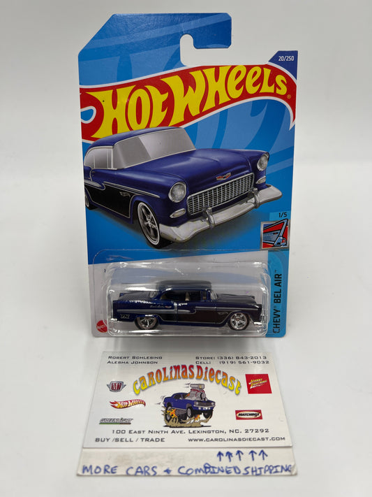 2022 Hot Wheels Super Treasure Hunt #20 55 Chevy Blue W/Protector