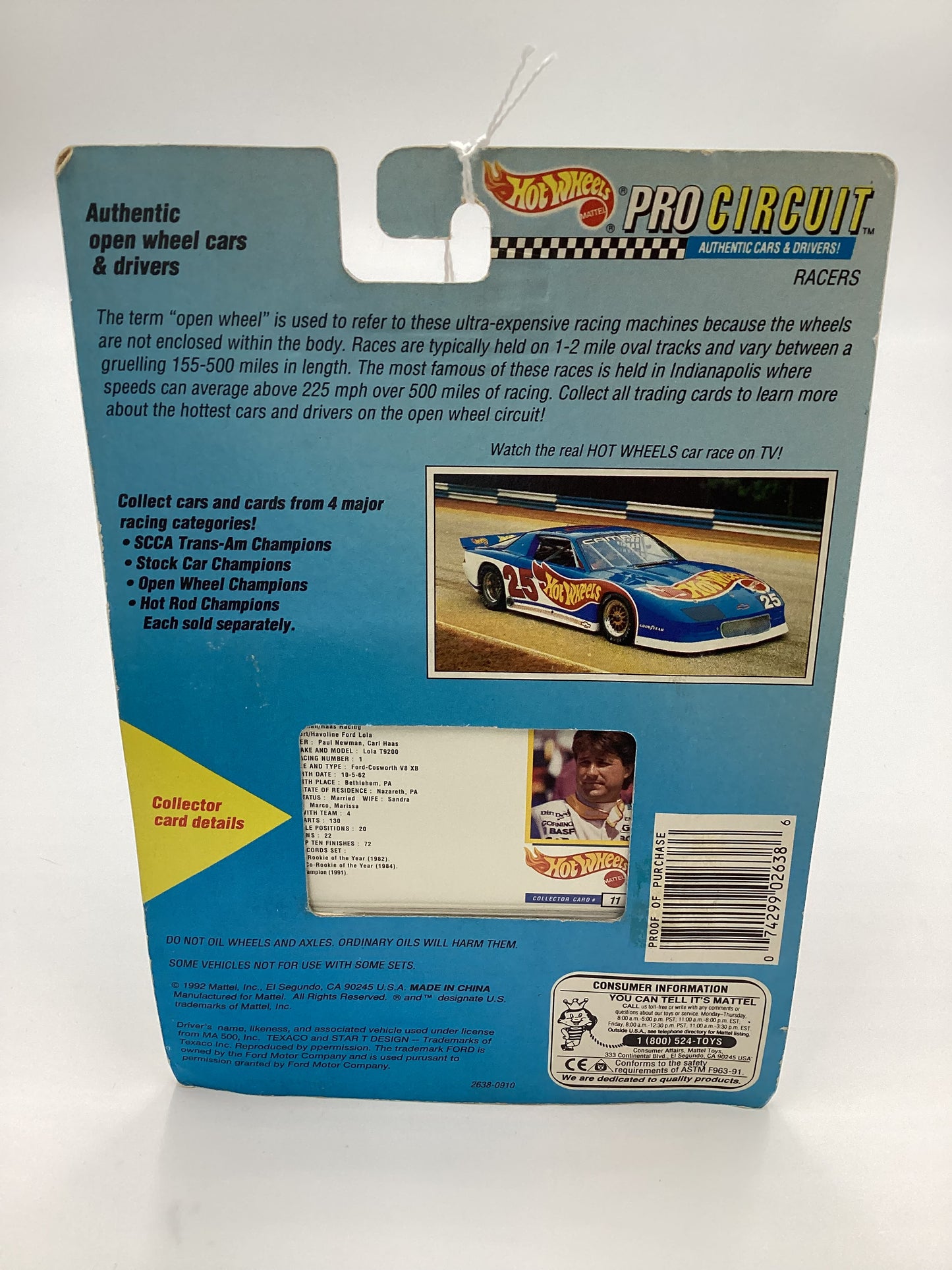 Hot Wheels Pro Circuit Valvoline Texaco Michael Andretti *Yellowed*