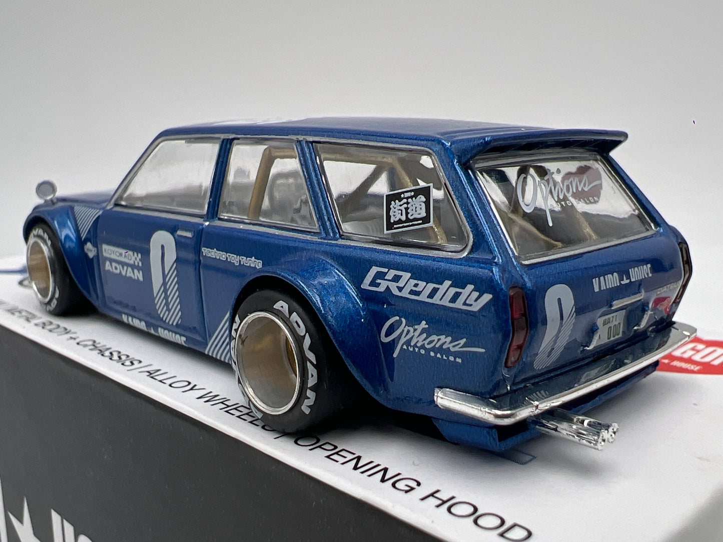 Mini GT Kaido House #011 Datsun 510 Wagon Pro Street Blue
