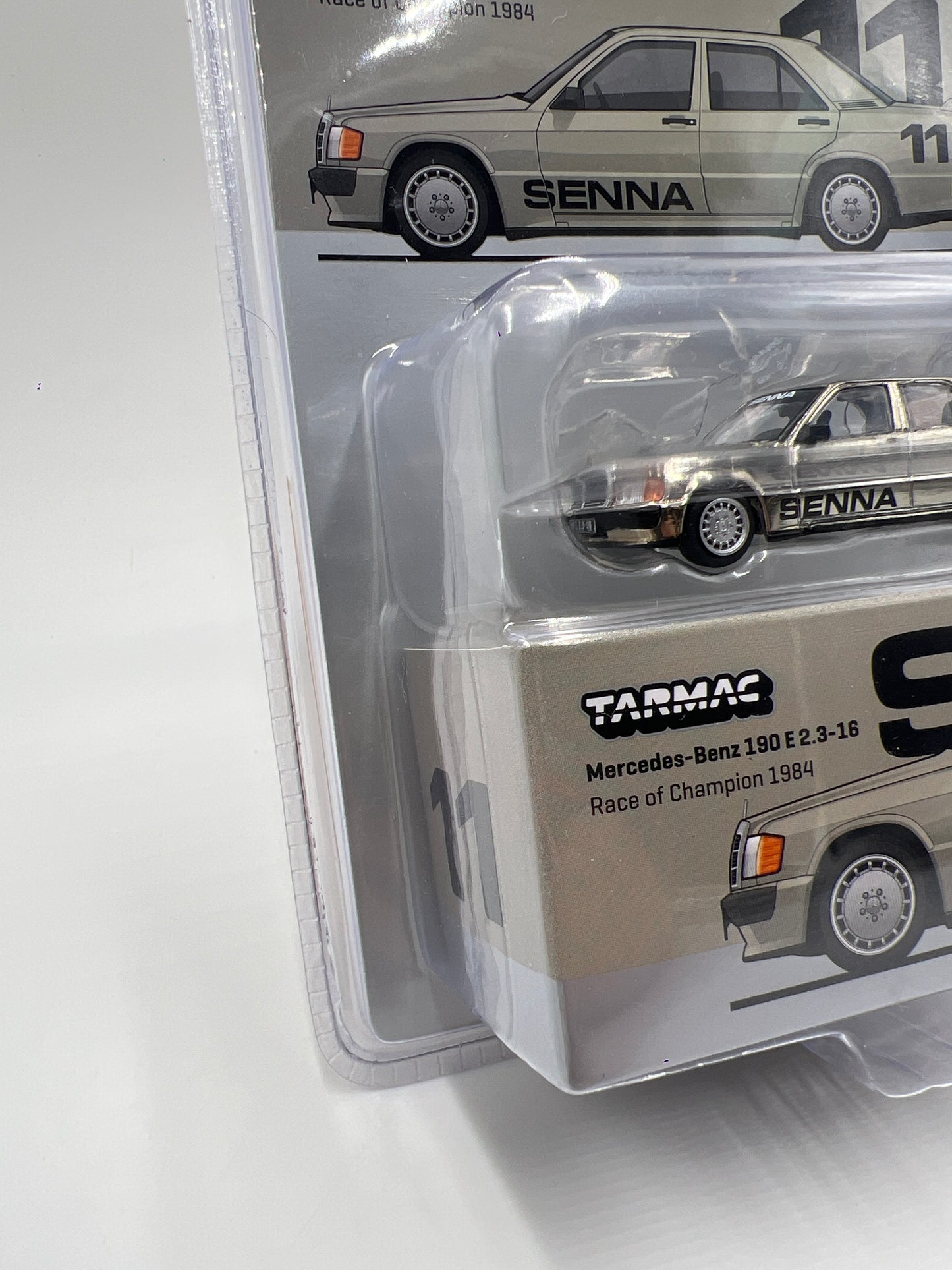 Tarmac Works Mijo Exclusives CHASE Mercedes-Benz 190 E 2.3-16 Senna Race Of Champion 1984