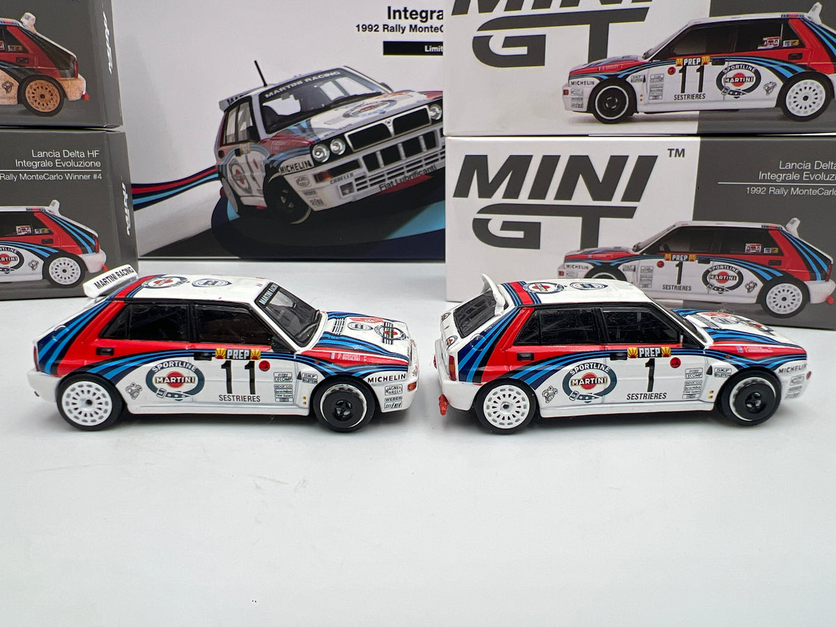 Mini GT #455-458 Martini Racing 4 Car Set 1/5000 Lancia Delta HF Integrale Evoluzione