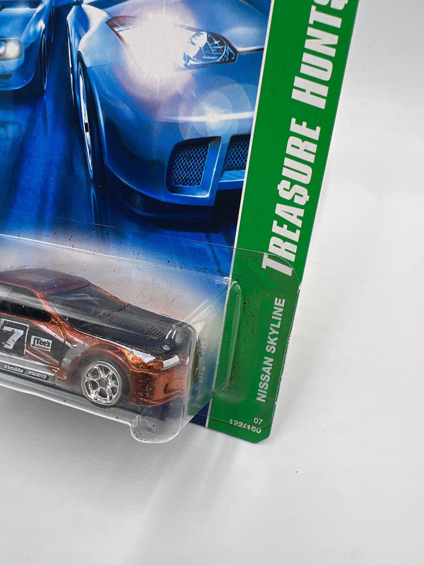 2007 Hot Wheels Super Treasure Hunt #122 Nissan Skyline Orange/Silver W/Protector Paint Flaking