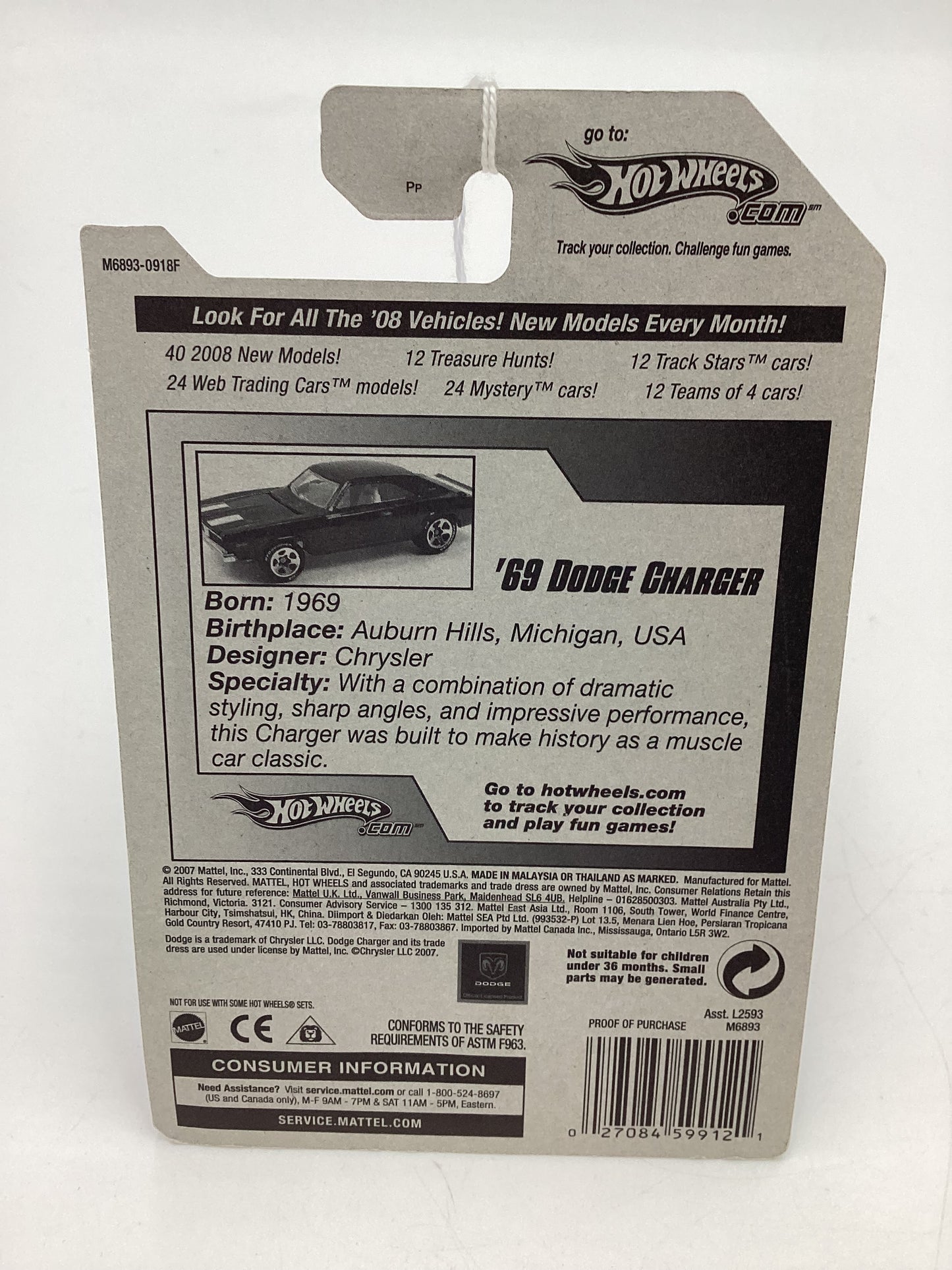 2008 Hot Wheels HW Team Muscle Mania #135 69 Dodge Charger Green opening hood 46E