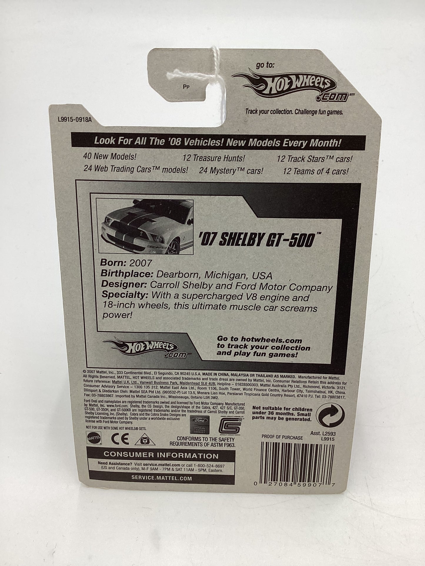 2008 Hot Wheels New Models #1 07 Shelby GT-500 Red 24H