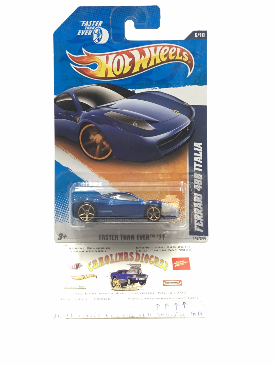 2011 Hot wheels #146 Ferrari 458 Italia fte faster than ever