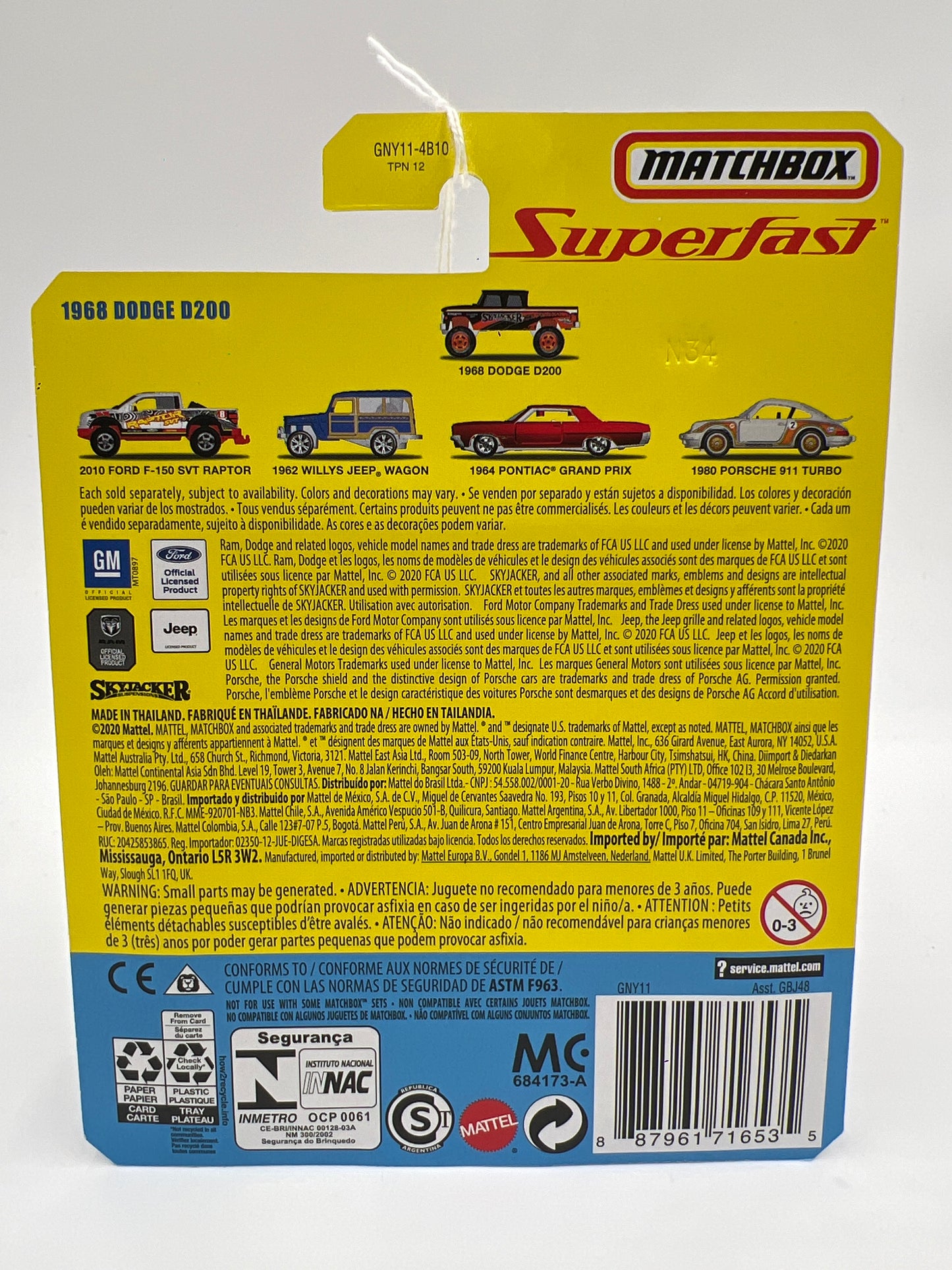 Matchbox Superfast #11 1968 Dodge D200 Black Skyjacker 172A