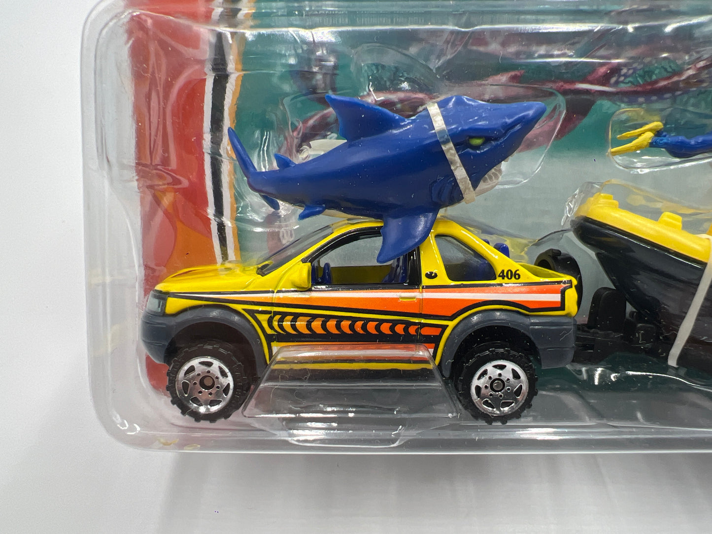 Matchbox Hitch N Haul Deep Sea Escape Land Rover Freelander & Raft Boat 168B