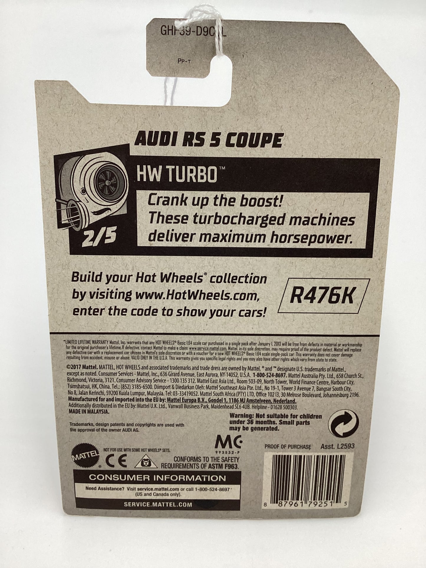 2020 Hot Wheels #118 Audi RS 5 Coupe Black 67B