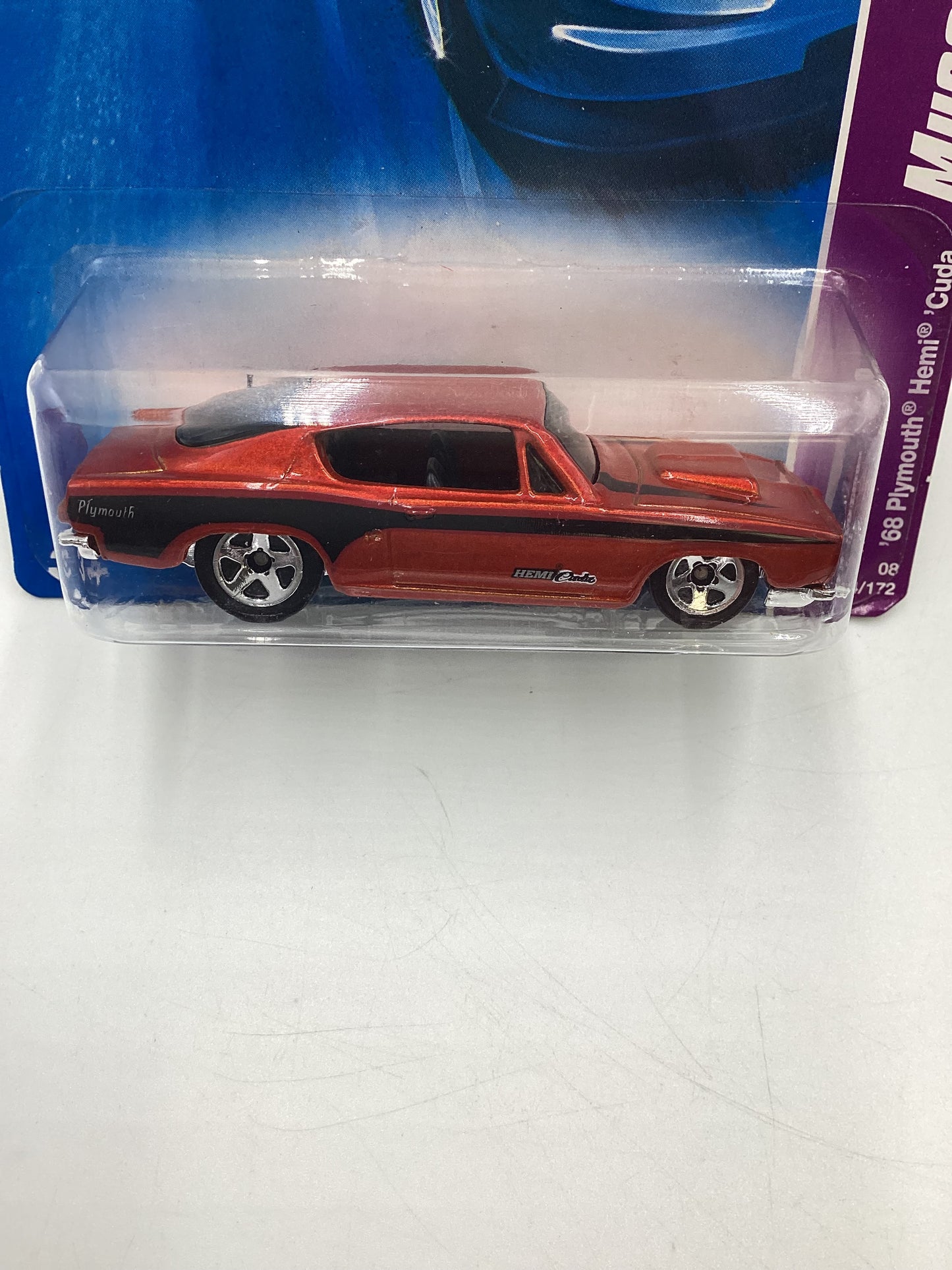 2008 Hot Wheels HW Team: Muscle Mania #134 68 Plymouth Hemi Cuda Orange International Card 55H
