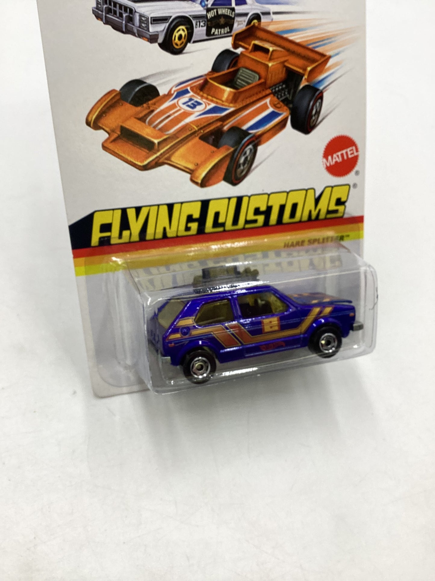 2012 Hot Wheels Flying Customs Hare Splitter Blue Cracked Blister 156A