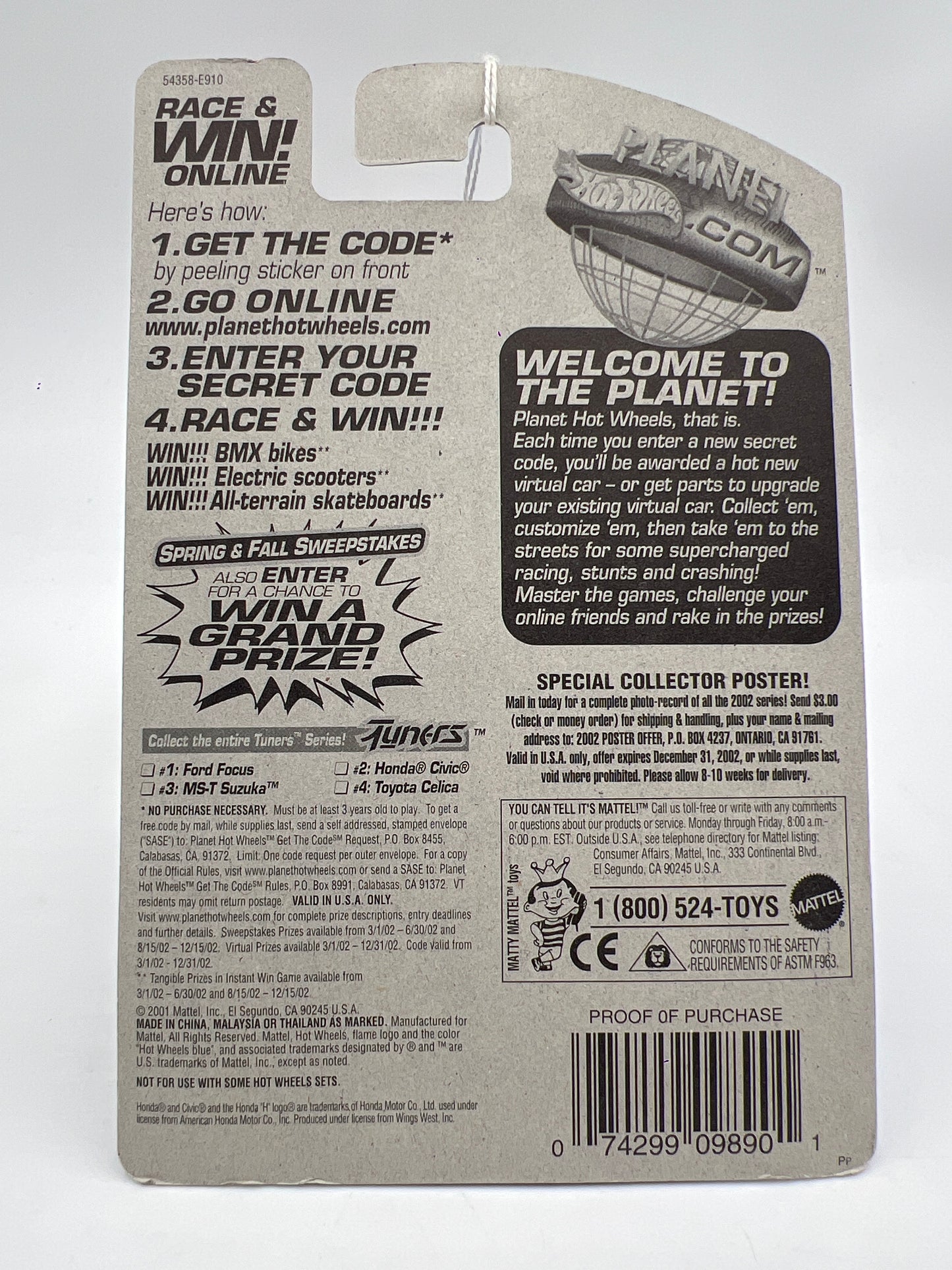 2002 Hot Wheels Tuners Collector #64 Honda Civic Blue 75B